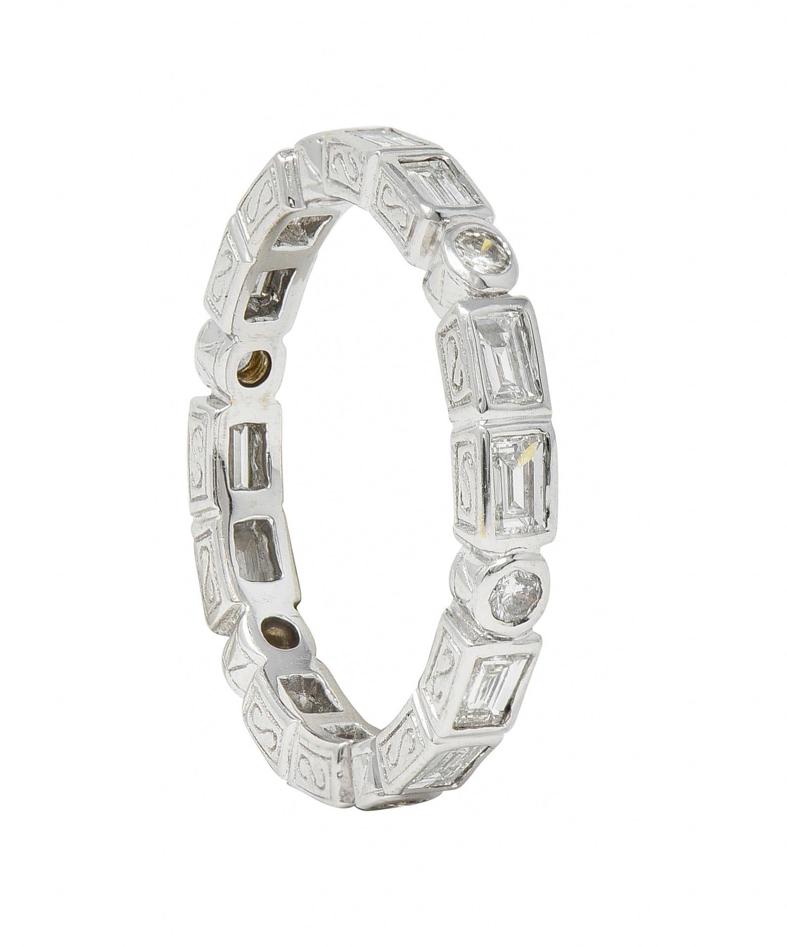 Contemporary 1.26 CTW Diamond 18 Karat Gold Eternity Wedding Band Ring