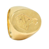 Victorian 14K Yellow Gold Antique Heraldic Crest Intaglio Unisex Signet Ring