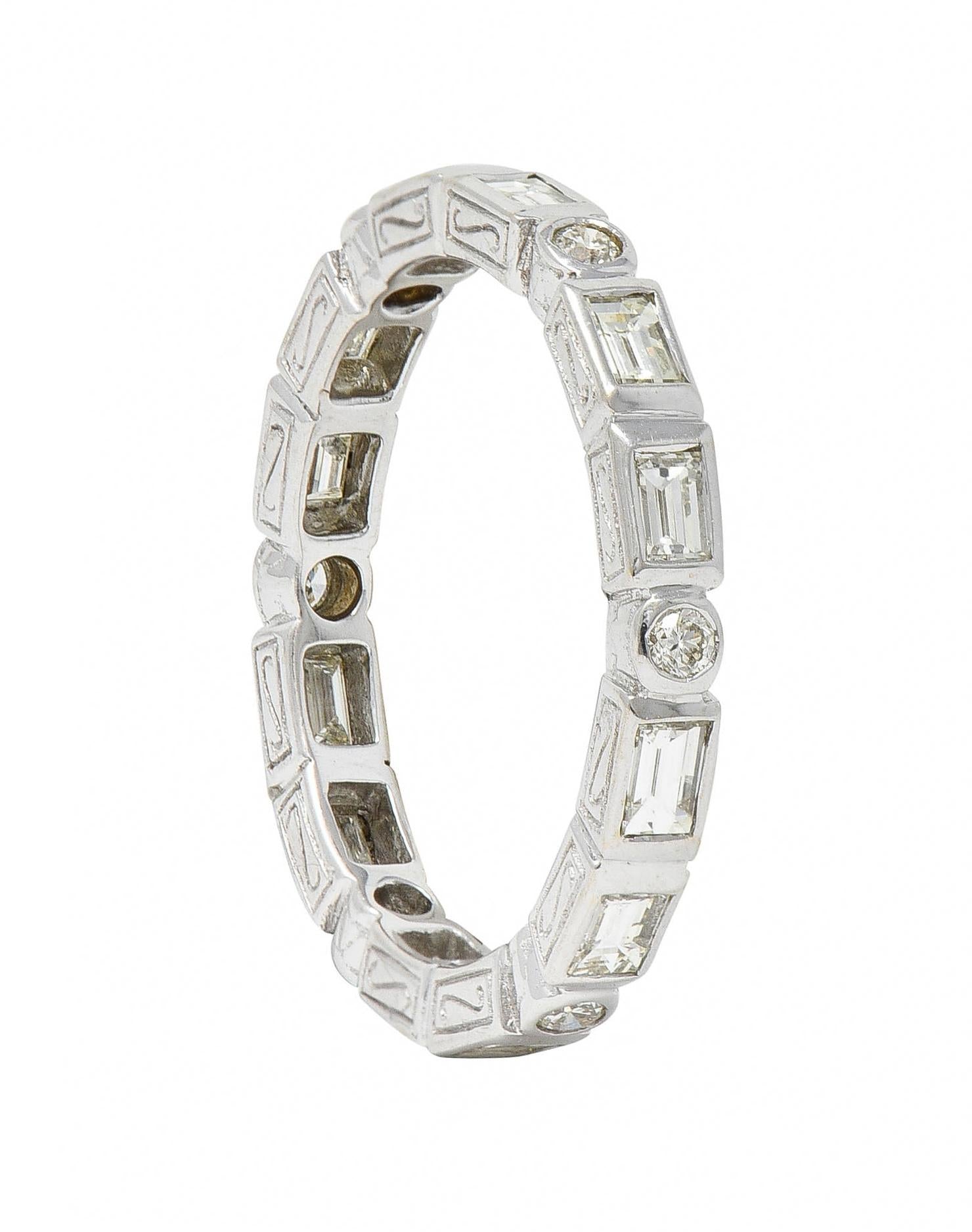 Contemporary 1.26 CTW Diamond 18 Karat Gold Eternity Wedding Band Ring