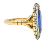 Georgian 13.01 CTW No Heat Burma Sapphire Diamond Silver 14 Karat Gold Ring