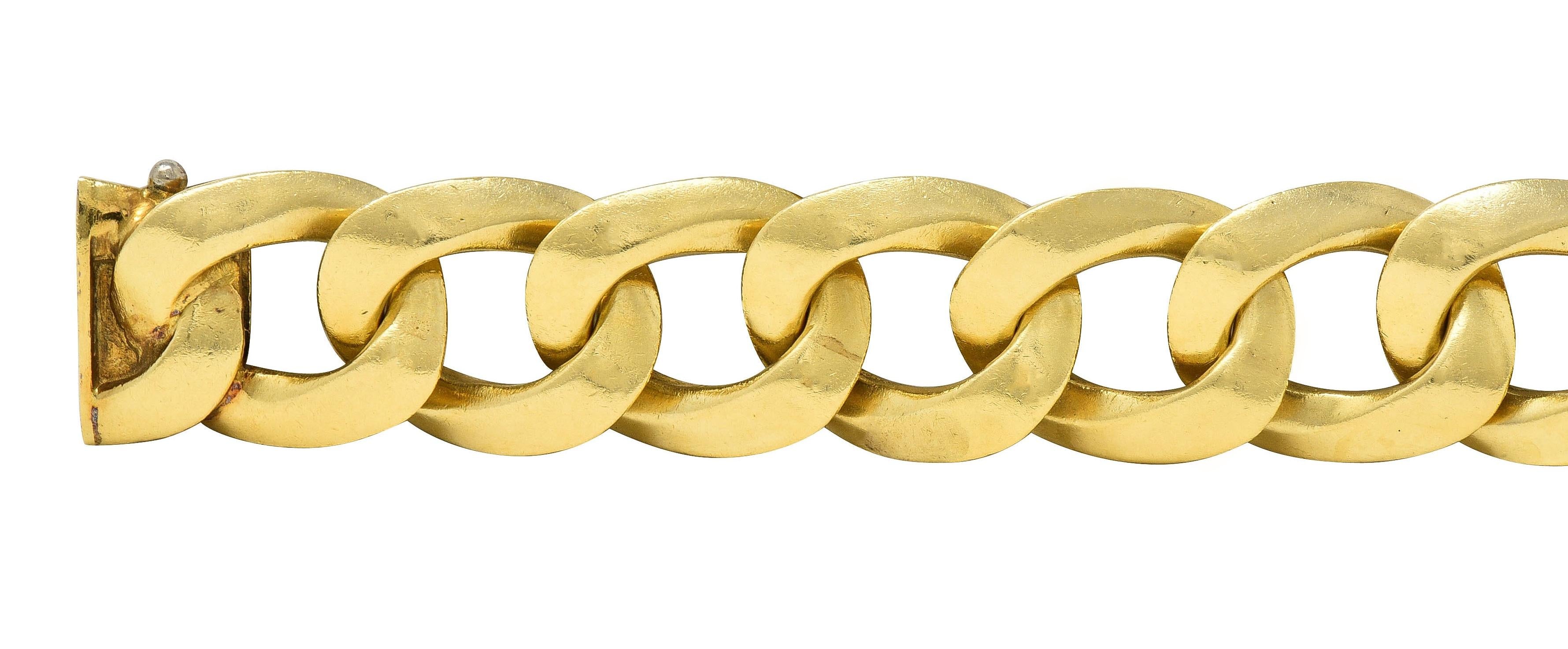 1970's 18 Karat Yellow Gold Vintage Curb Link Unisex Bracelet