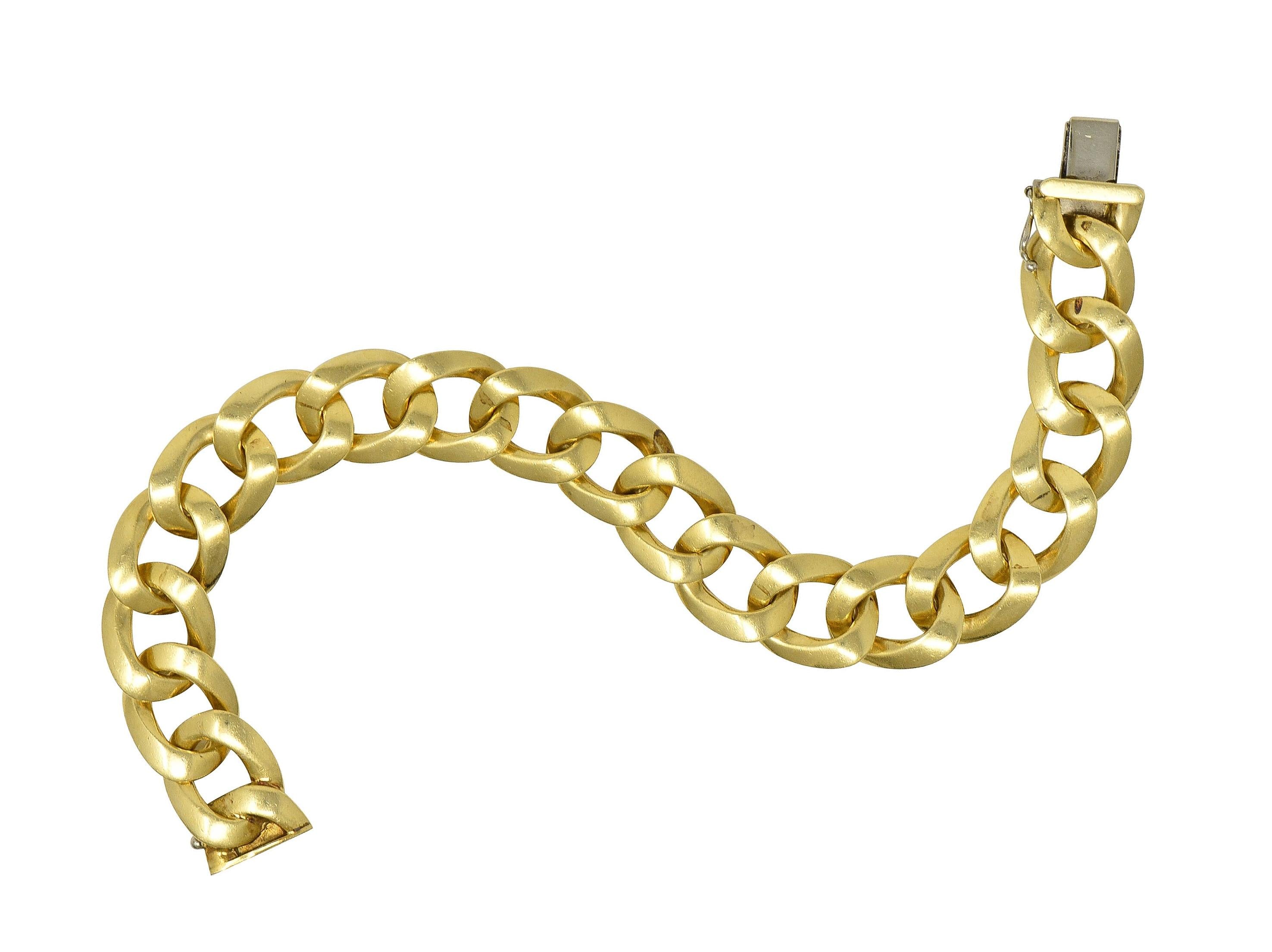 1970's 18 Karat Yellow Gold Vintage Curb Link Unisex Bracelet