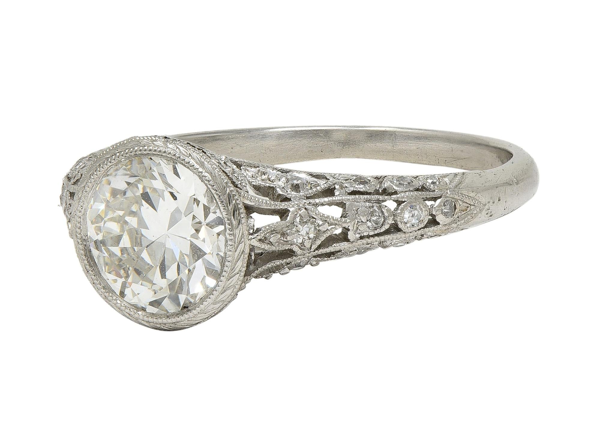 Edwardian 1.55 CTW Diamond Platinum Antique Lily-Of-The-Valley Engagement Ring