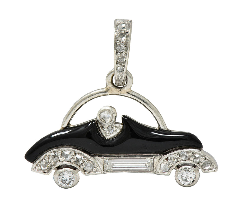 Cartier Art Deco Diamond Enamel Platinum Antique Car Automobile Charm