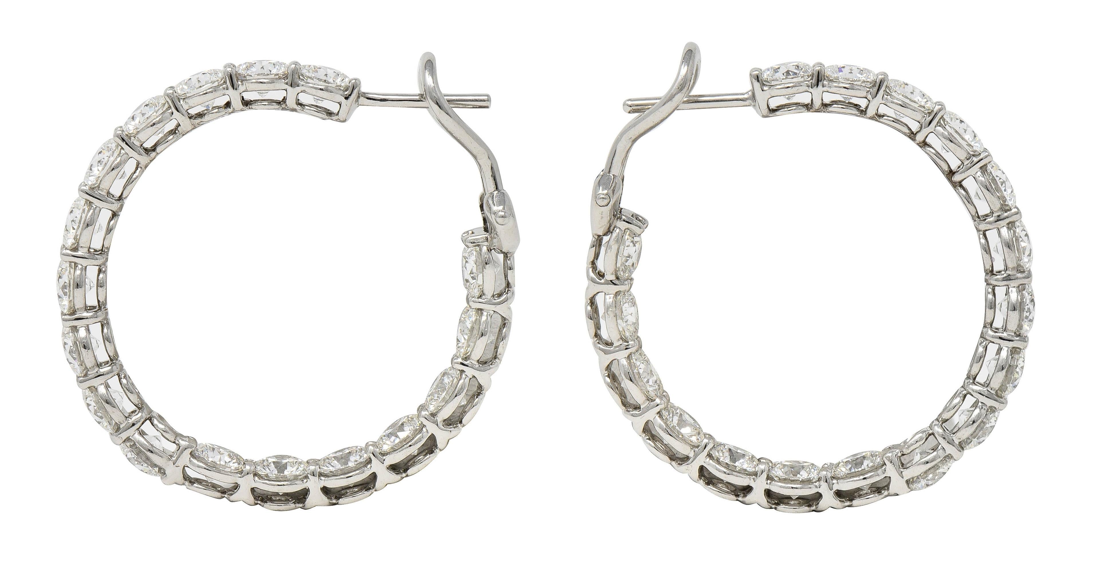 Tiffany & Co. 1990's 8.50 CTW Diamond Platinum Vintage Inside-Out Hoop Earrings