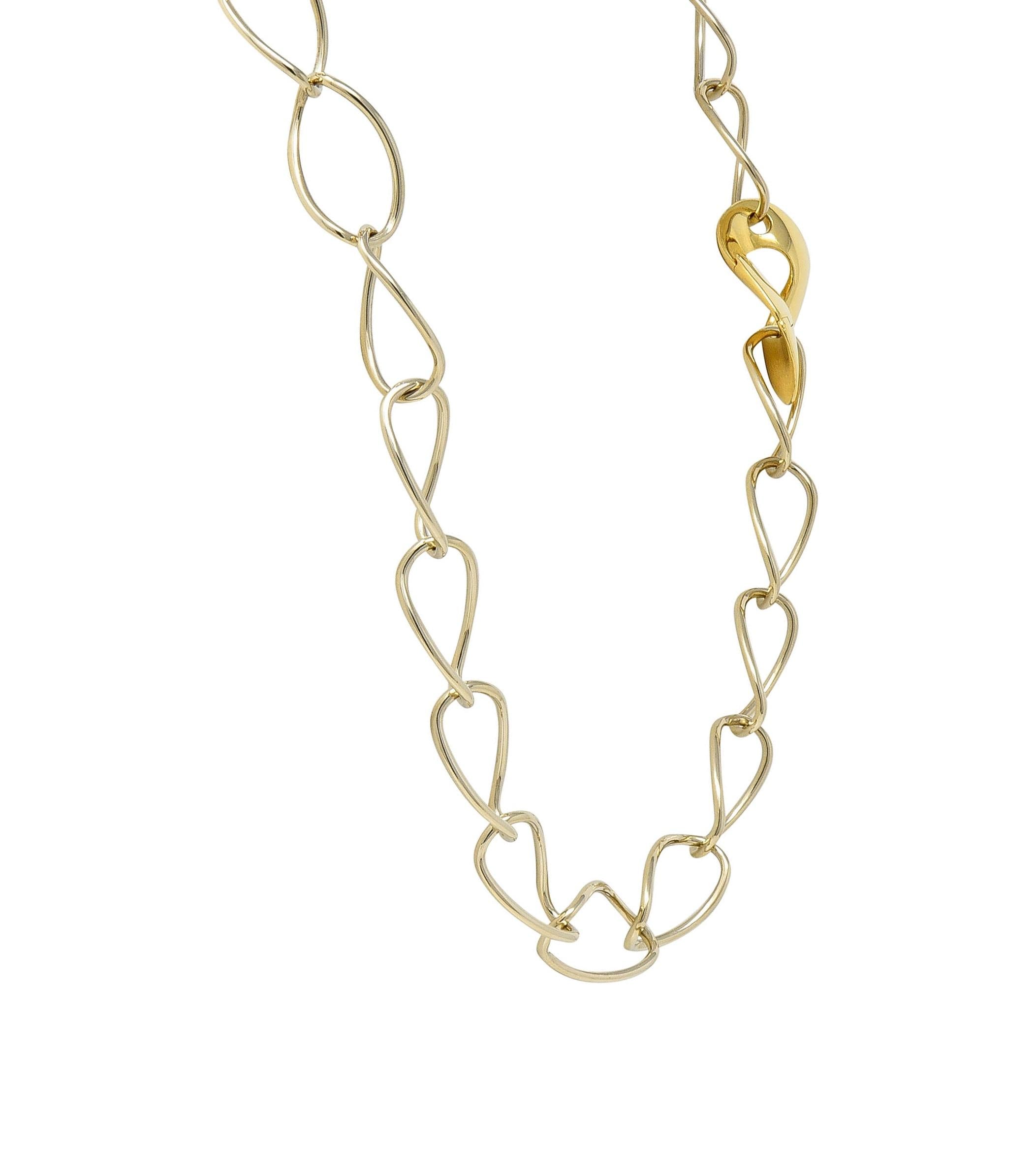 Pomellato Contemporary 18 Karat Two-Tone Gold Twisted Link Chain Necklace