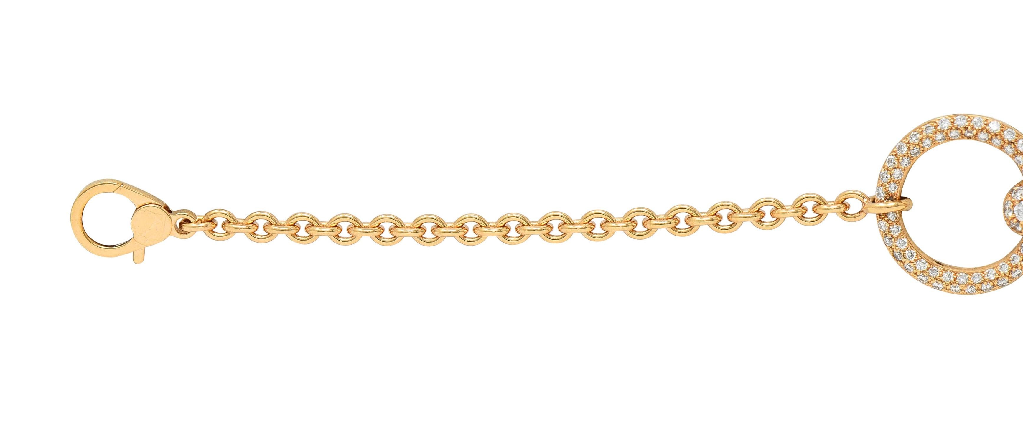 Hermés France Diamond 18 Karat Rose Gold Filet D'Or Horsebit Bracelet