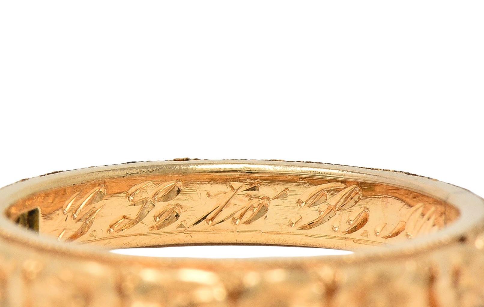 Art Deco 1922 14 Karat Yellow Gold Antique Orange Blossom Wedding Band Ring