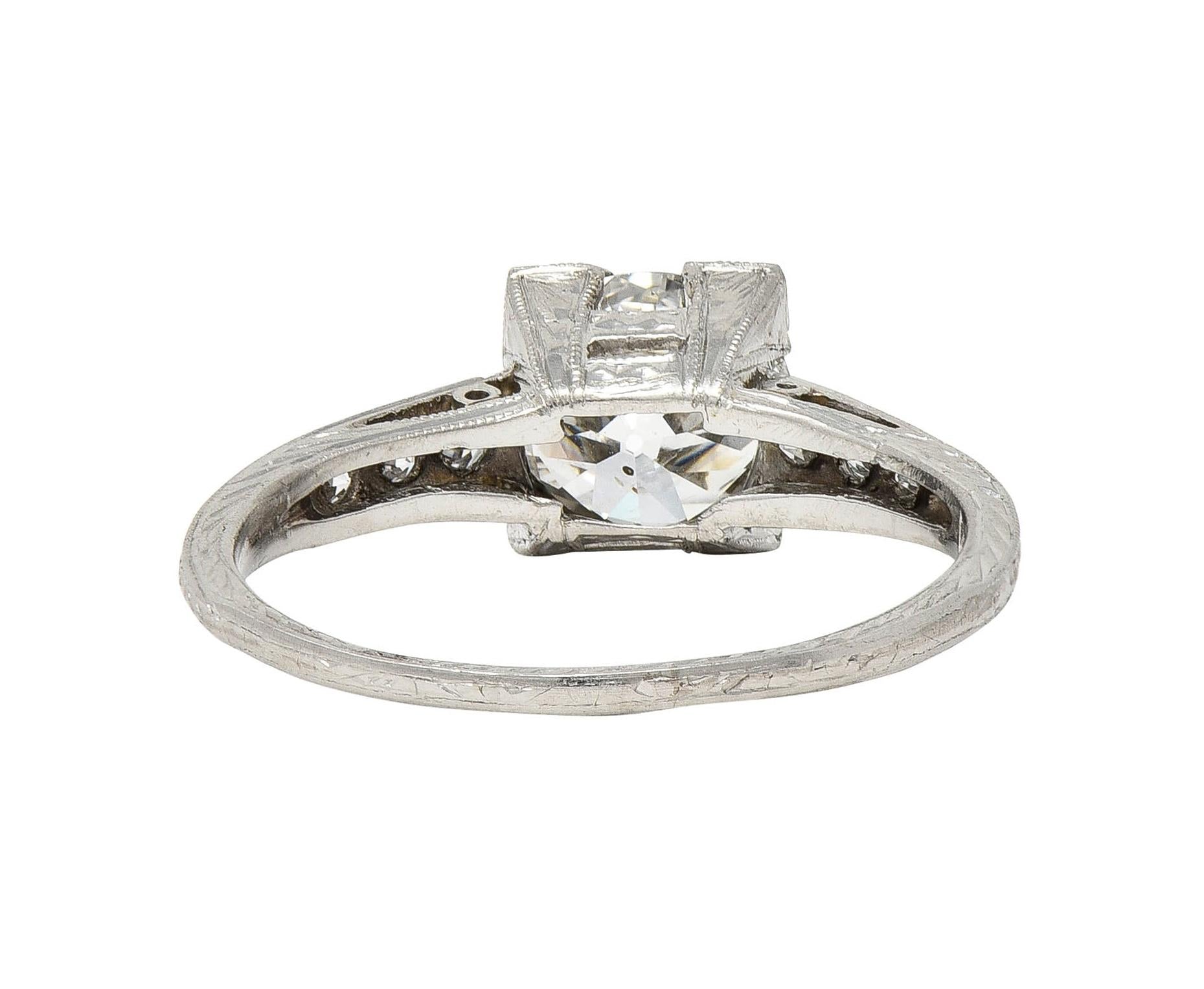 Art Deco 1.66 CTW Old European Diamond Platinum Orange Blossom Engagement Ring