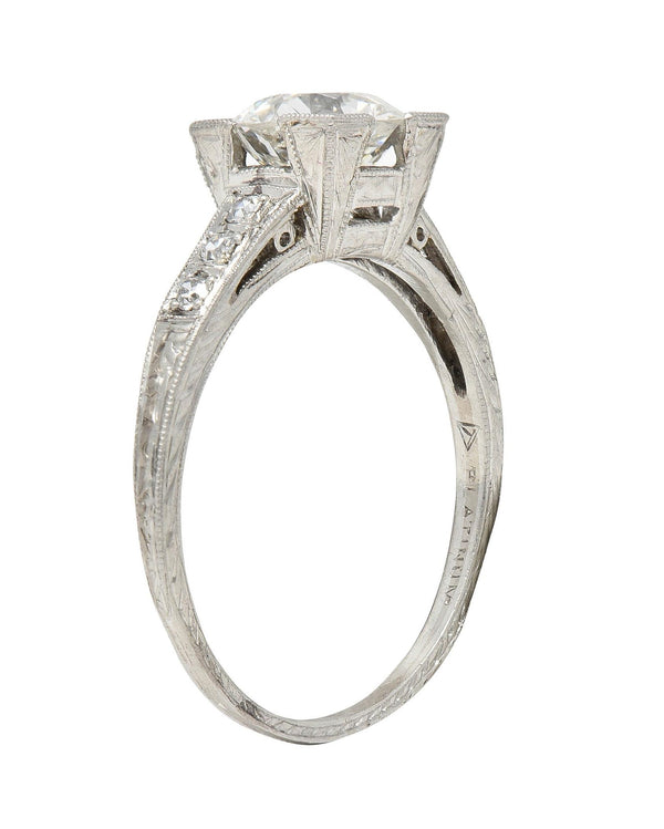 Art Deco 1.66 CTW Old European Diamond Platinum Orange Blossom Engagement Ring