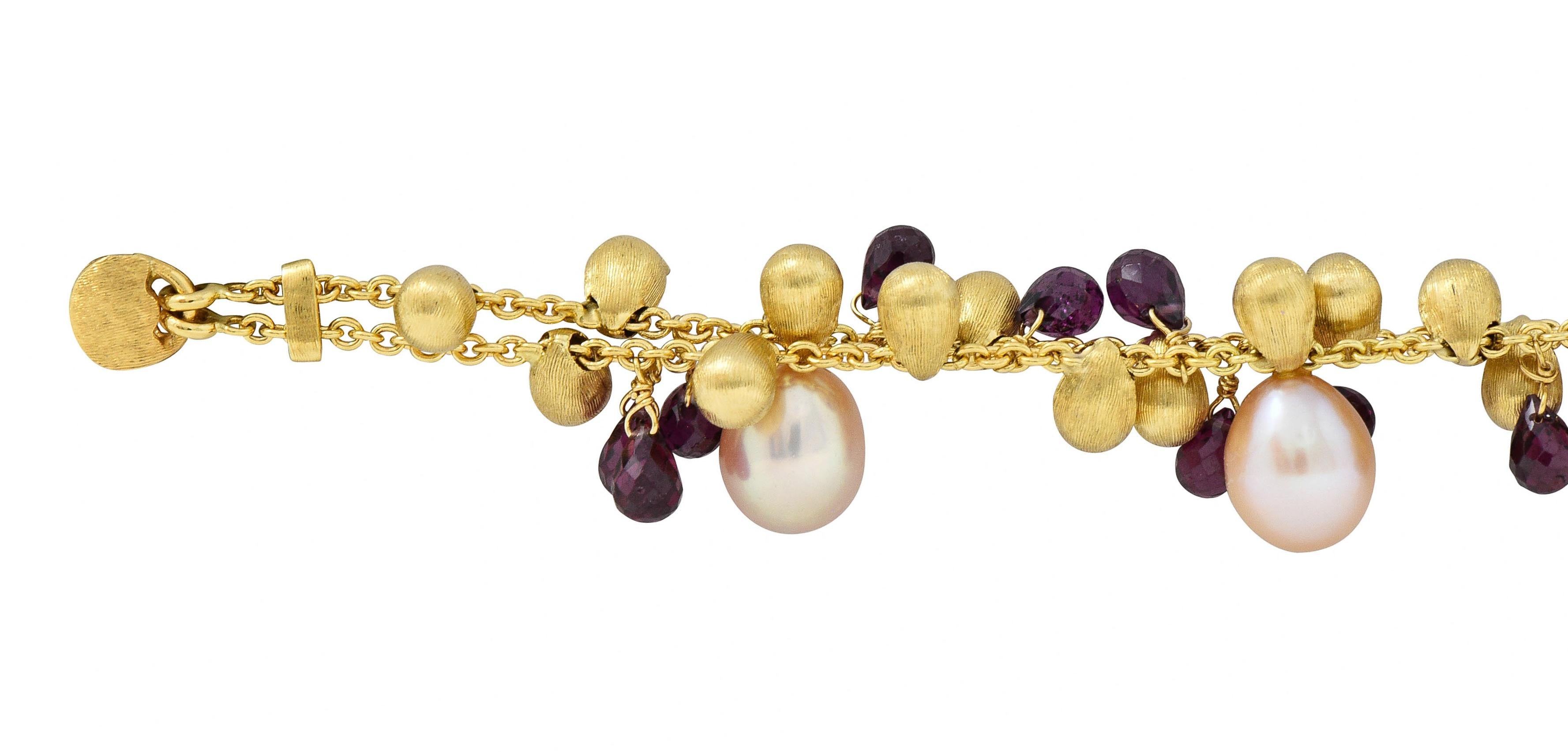 Marco Bicego Freshwater Pearl Garnet 18 Karat Yellow Gold Paradise Bracelet