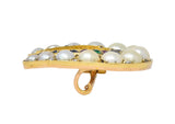 Victorian 1.00 CTW Pearl Multi-Gem 14 Karat Gold Antique Horseshoe Brooch