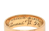1920 Edwardian 14 Karat Yellow Gold Scottish Rite Antique Cigar Band Ring