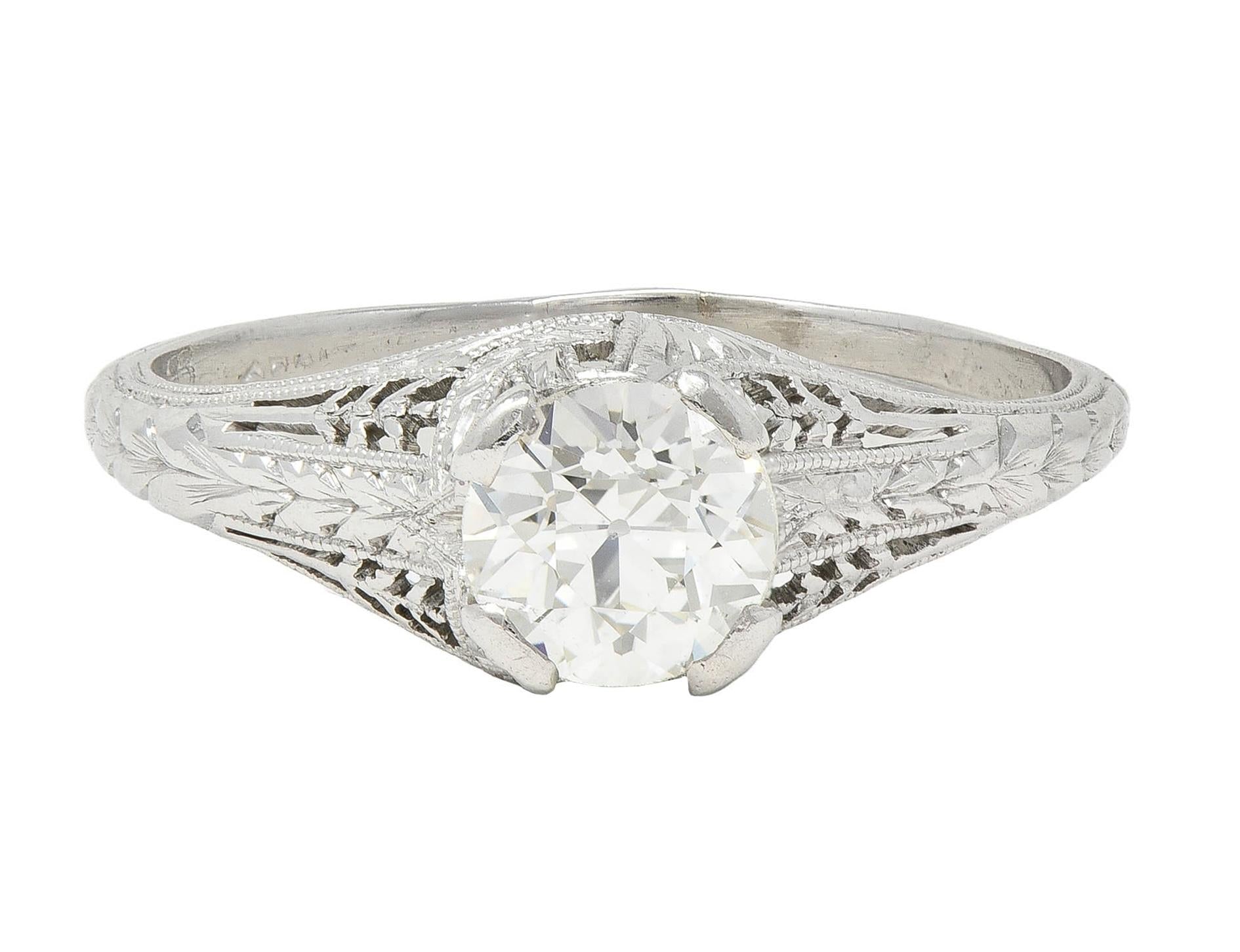 Baskin Bros. Art Deco 0.70 CTW Diamond Platinum Vintage Wheat Engagement Ring