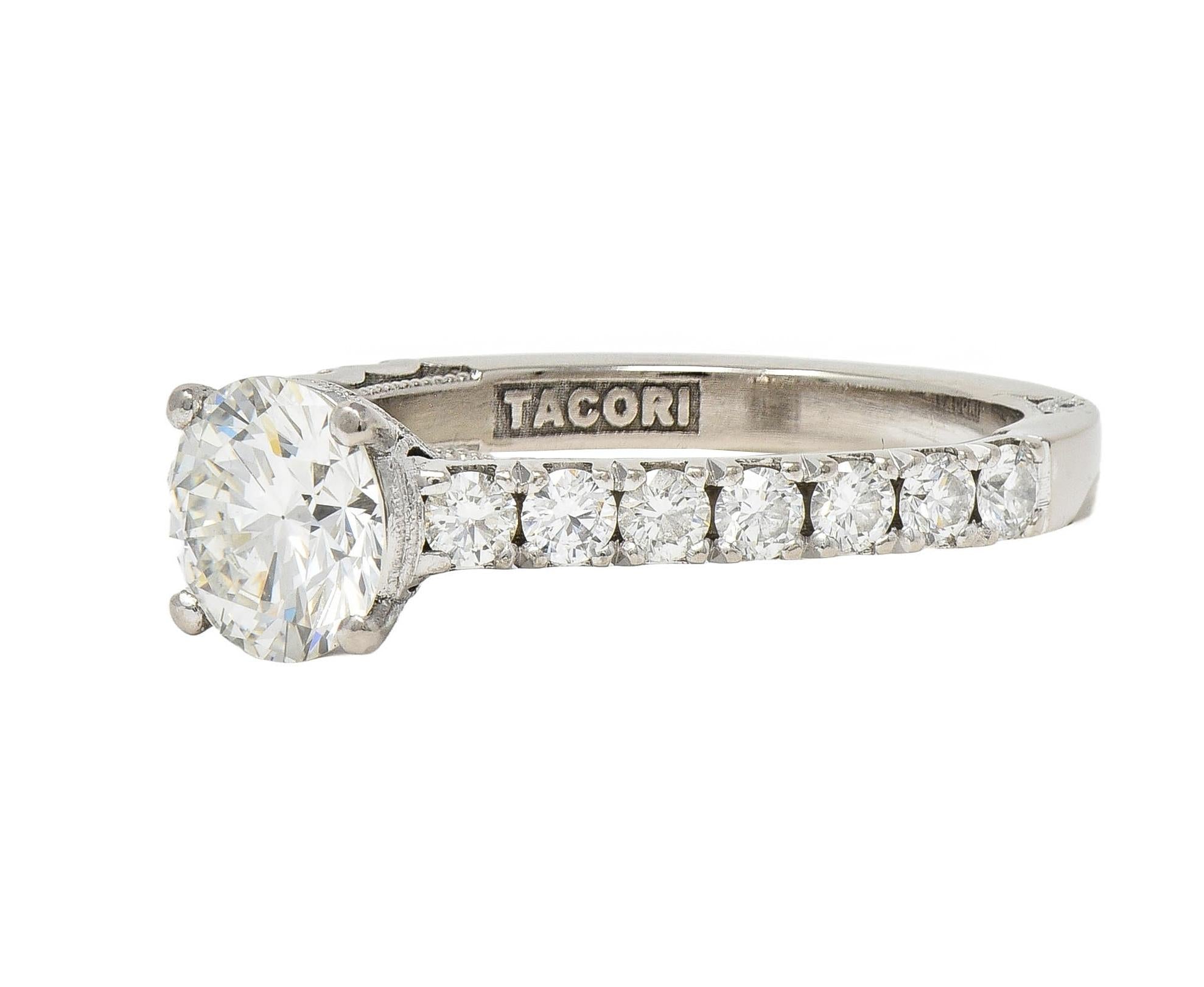 Tacori 1.71 CTW Round Brilliant Diamond 18 Karat White Gold Engagement Ring GIA