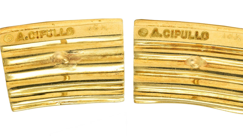 Aldo Cipullo 1970's 18 Karat Yellow Gold Vintage Rigatoni Earrings