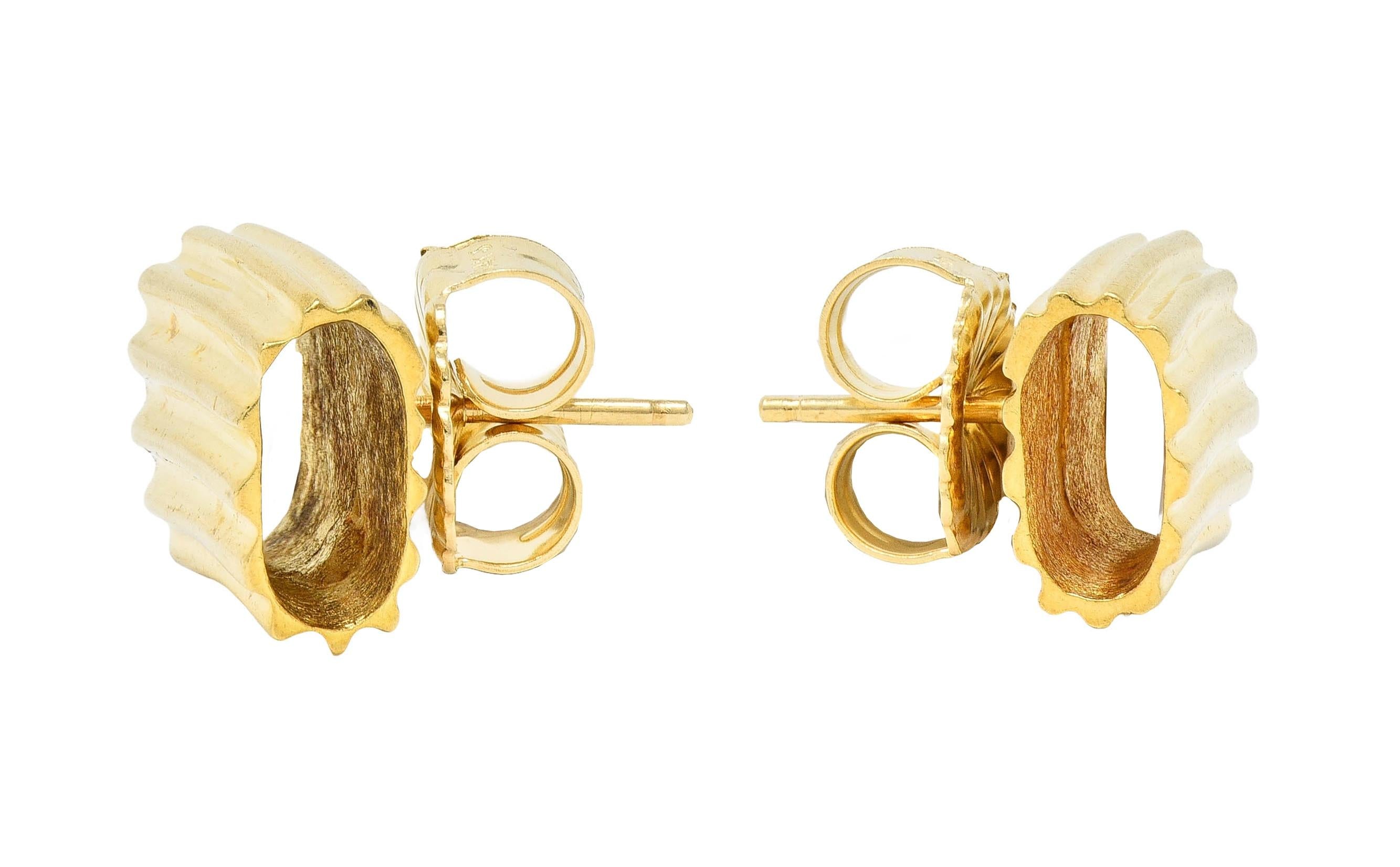 Aldo Cipullo 1970's 18 Karat Yellow Gold Vintage Rigatoni Earrings