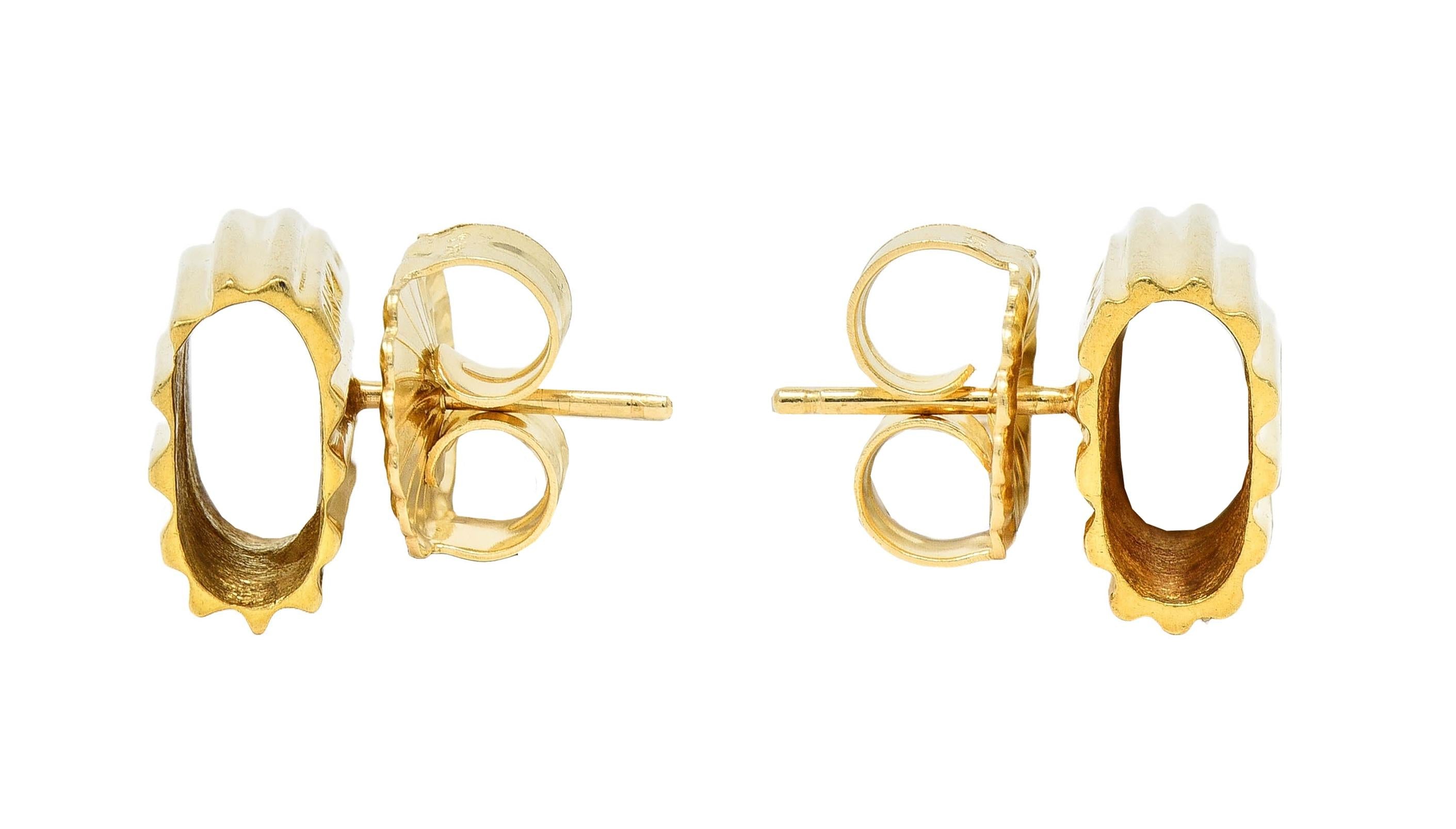 Aldo Cipullo 1970's 18 Karat Yellow Gold Vintage Rigatoni Earrings