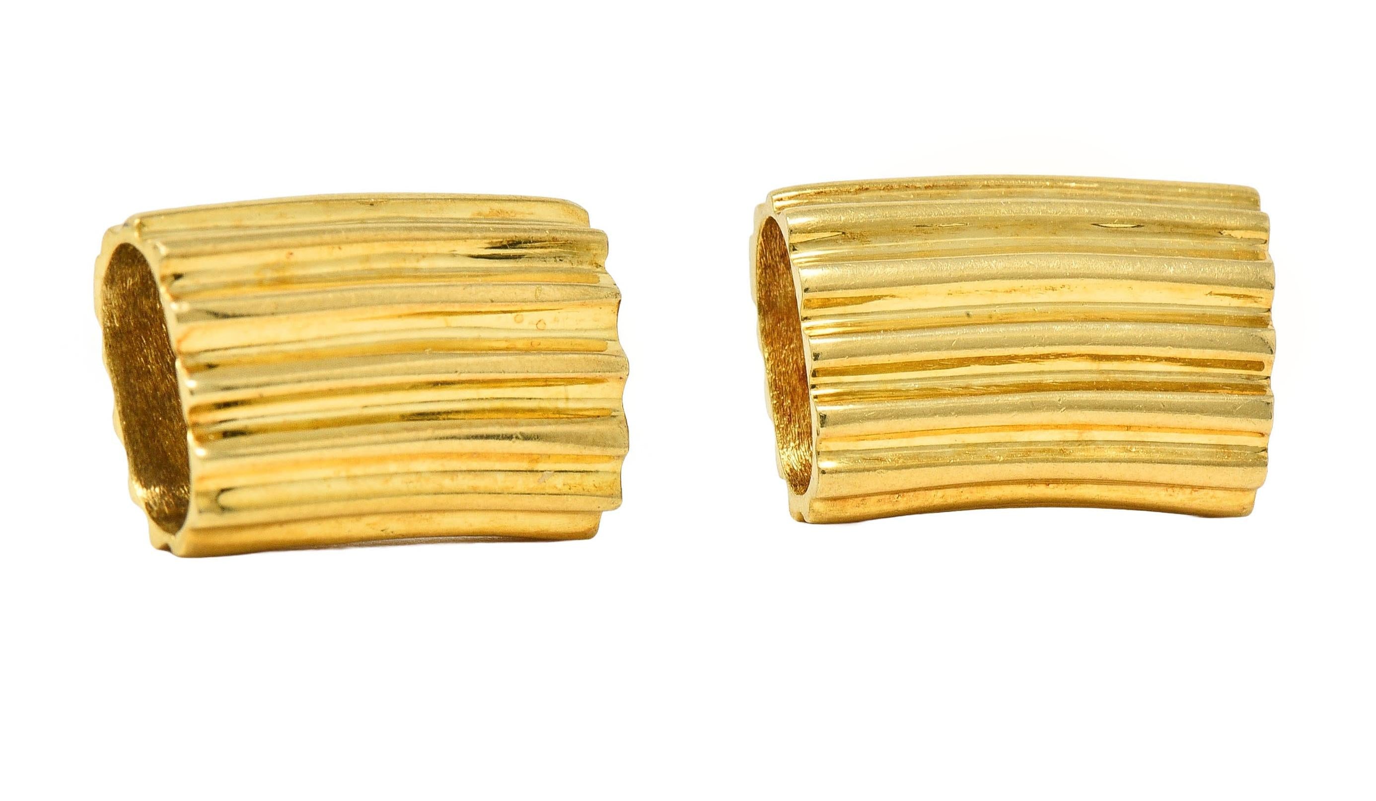 Aldo Cipullo 1970's 18 Karat Yellow Gold Vintage Rigatoni Earrings