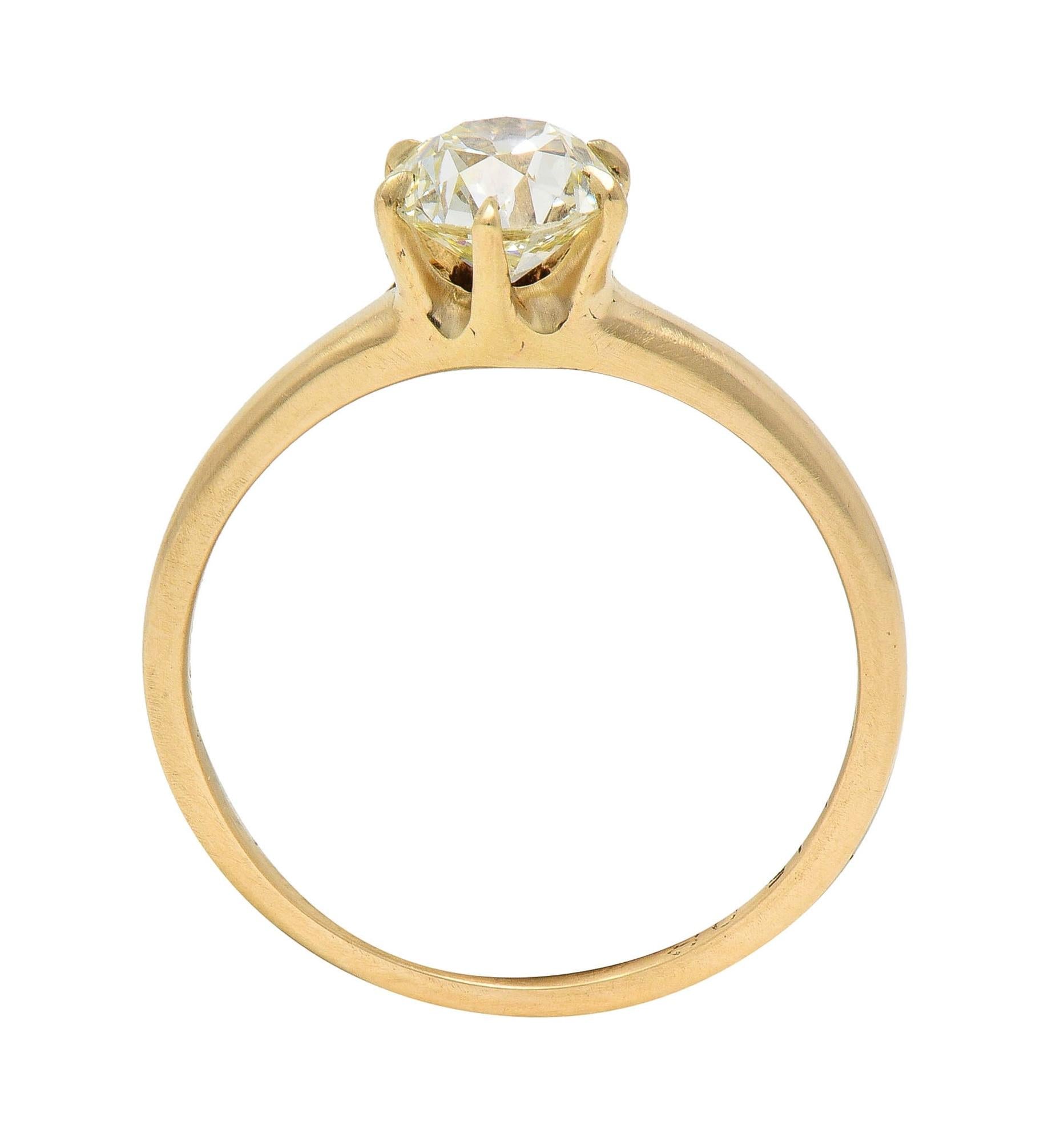 1.00 CTW Old European Antique Diamond 14K Yellow Gold Solitaire Engagement Ring