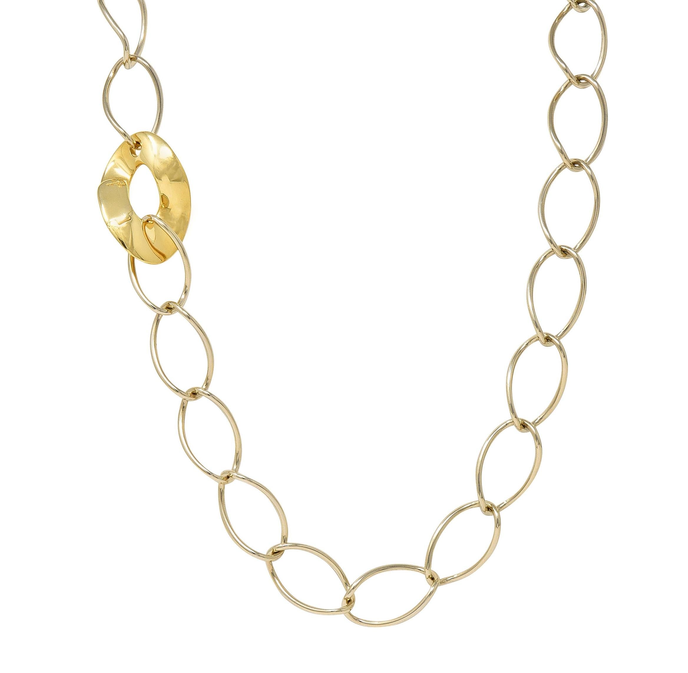 Pomellato Contemporary 18 Karat Two-Tone Gold Twisted Link Chain Necklace