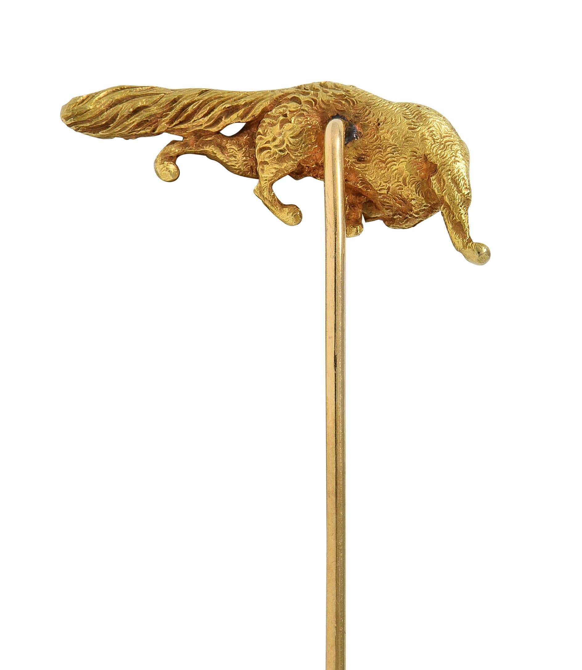 Edwardian 14 Karat Yellow Gold Fox Antique Animal Stickpin