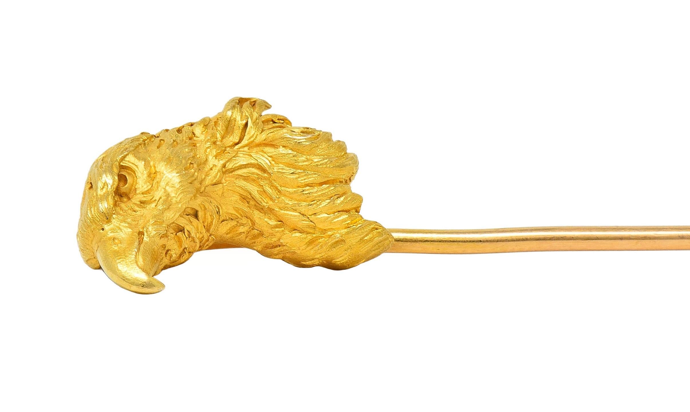 French Late Victorian 18 Karat Yellow Antique Gold Eagle Bird Stickpin