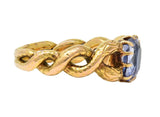 Victorian 1.92 CTW Sapphire 14 Karat Yellow Gold Antique Love Knot Snake Ring