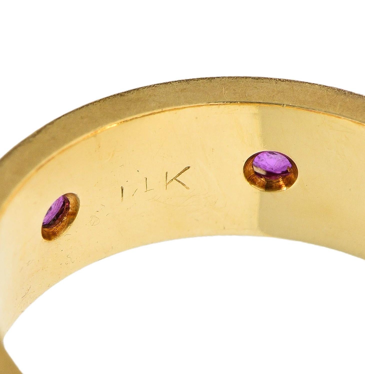 1950's 0.52 CTW Ruby 14 Karat Two-Tone Gold Vintage Floral Band Ring