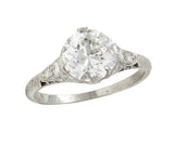 Art Deco 1.78 CTW Old European Diamond Platinum Vintage Engagement Ring GIA