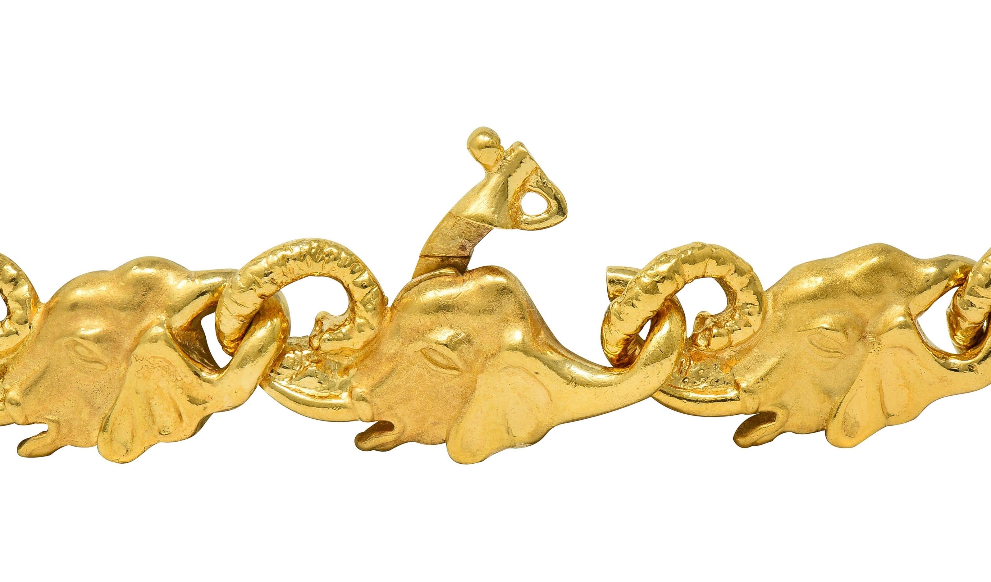 Carrera y Carrera 18 Karat Yellow Gold Elephant Animal Link Necklace