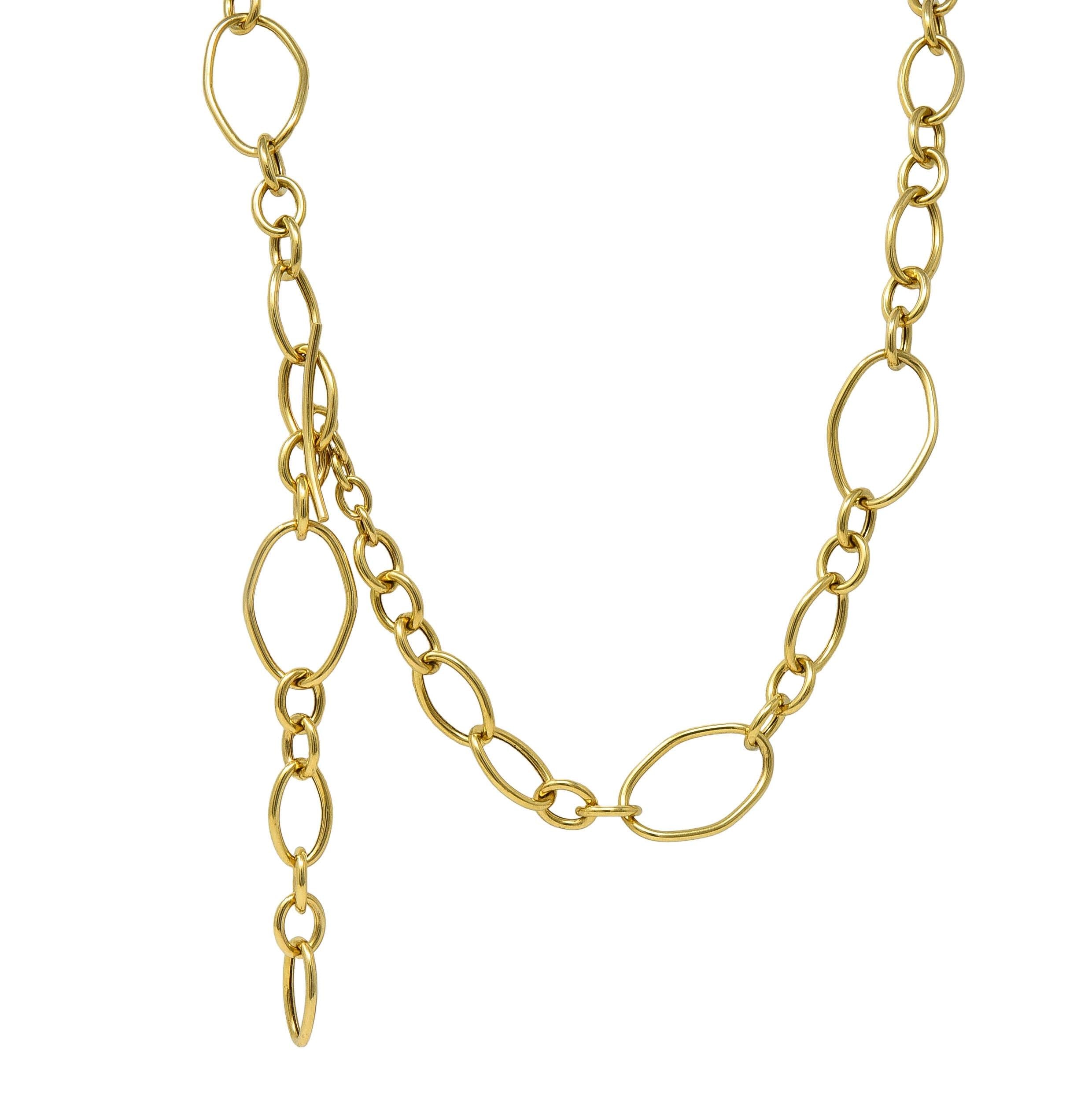 2000's 18 Karat Yellow Gold Adjustable Length Toggle Chain Necklace