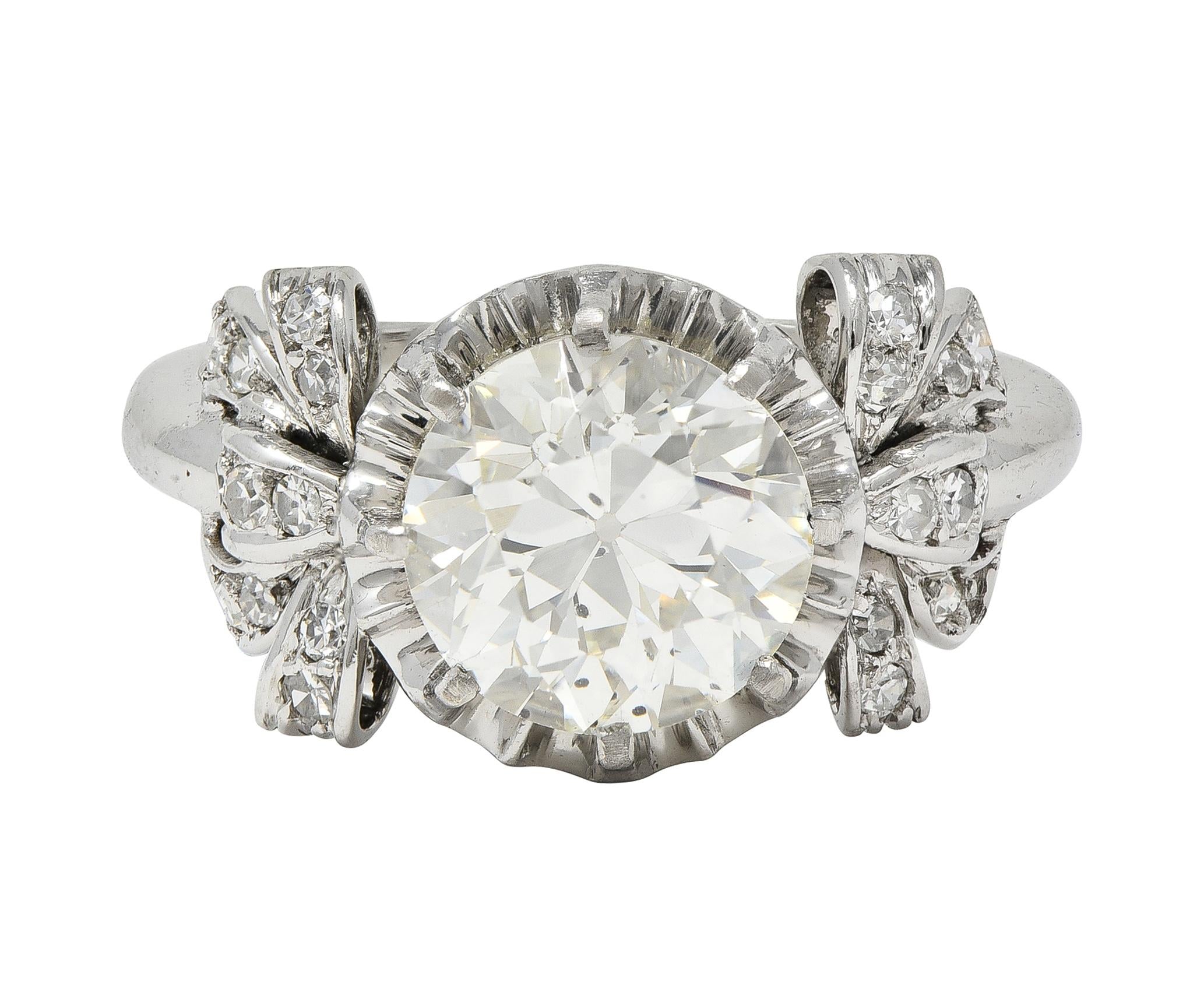 Mid-Century 2.00 CTW Diamond Platinum Vintage Bow Engagement Ring