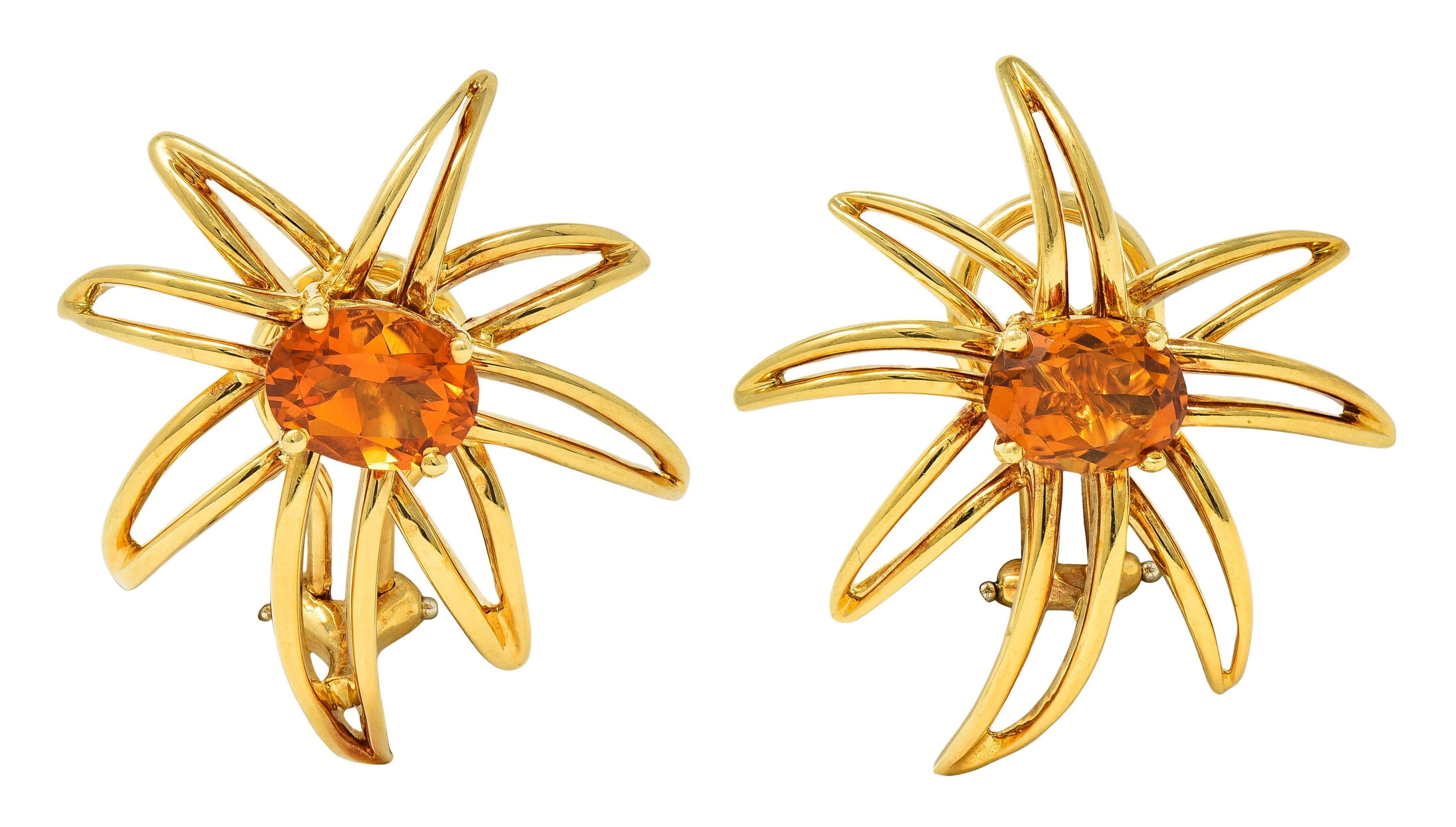 Tiffany & Co. 1994 Citrine 18 Karat Yellow Gold Vintage Fireworks Earrings