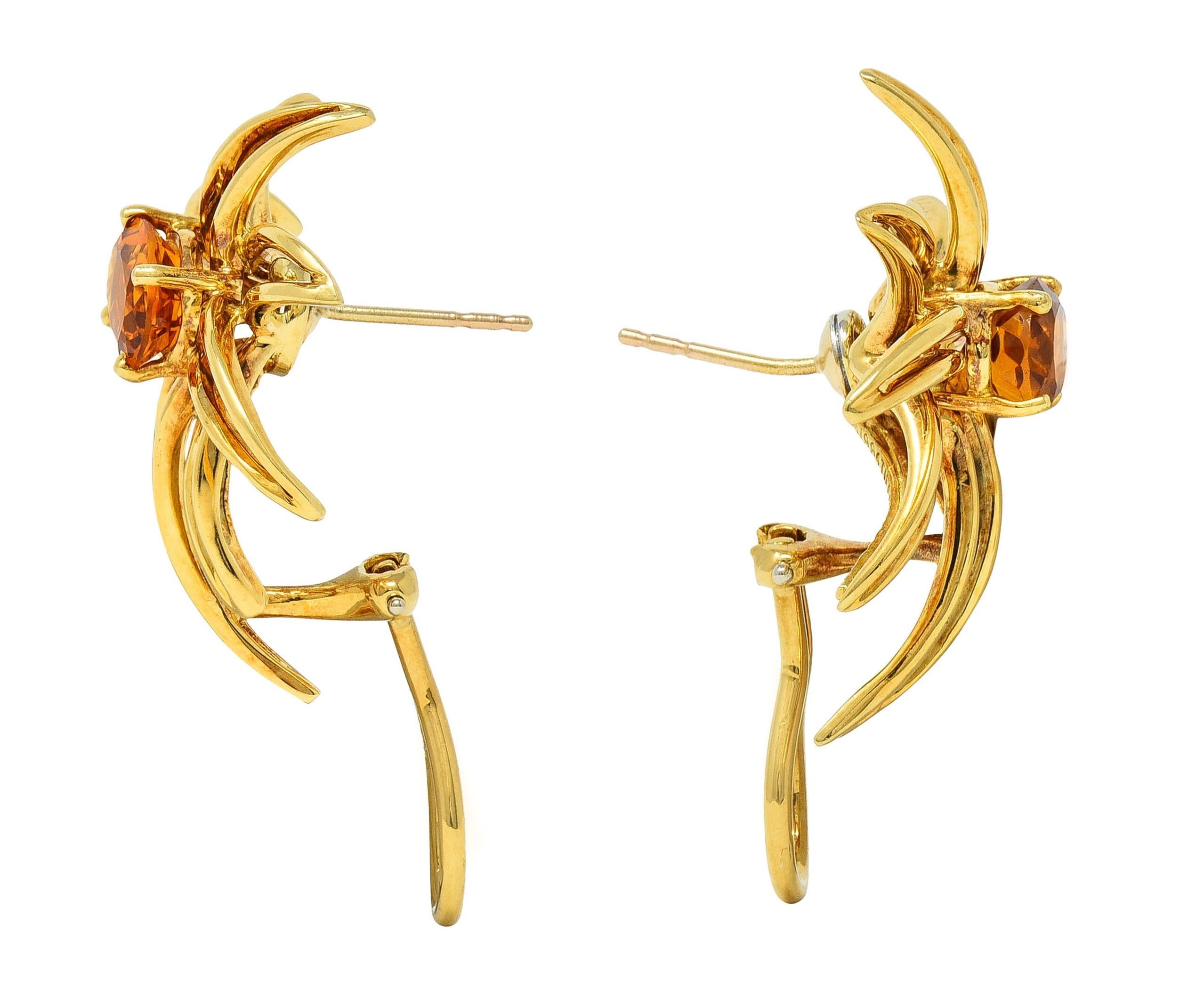 Tiffany & Co. 1994 Citrine 18 Karat Yellow Gold Vintage Fireworks Earrings