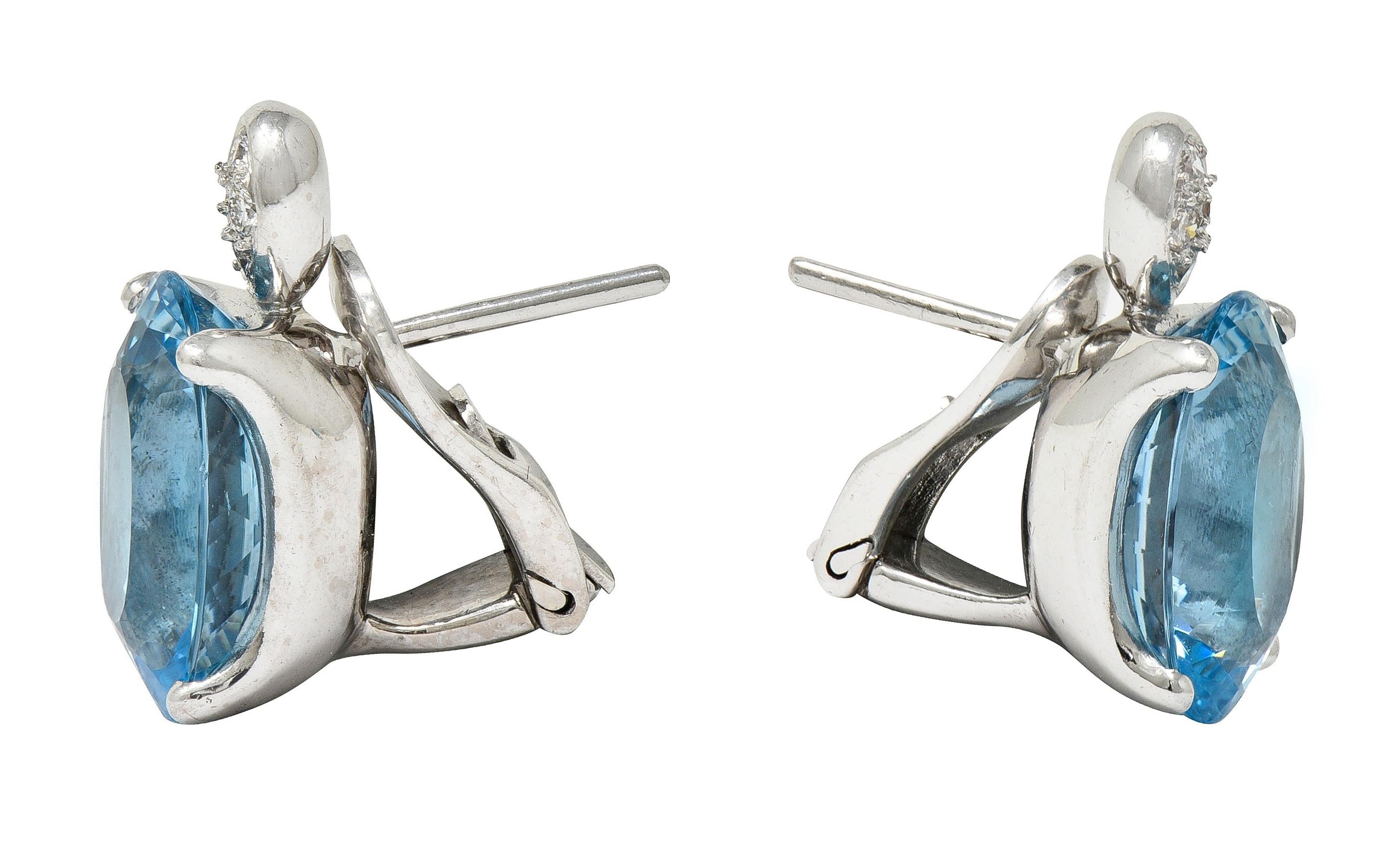 H. Stern Aquamarine Diamond 18 Karat White Gold Earrings