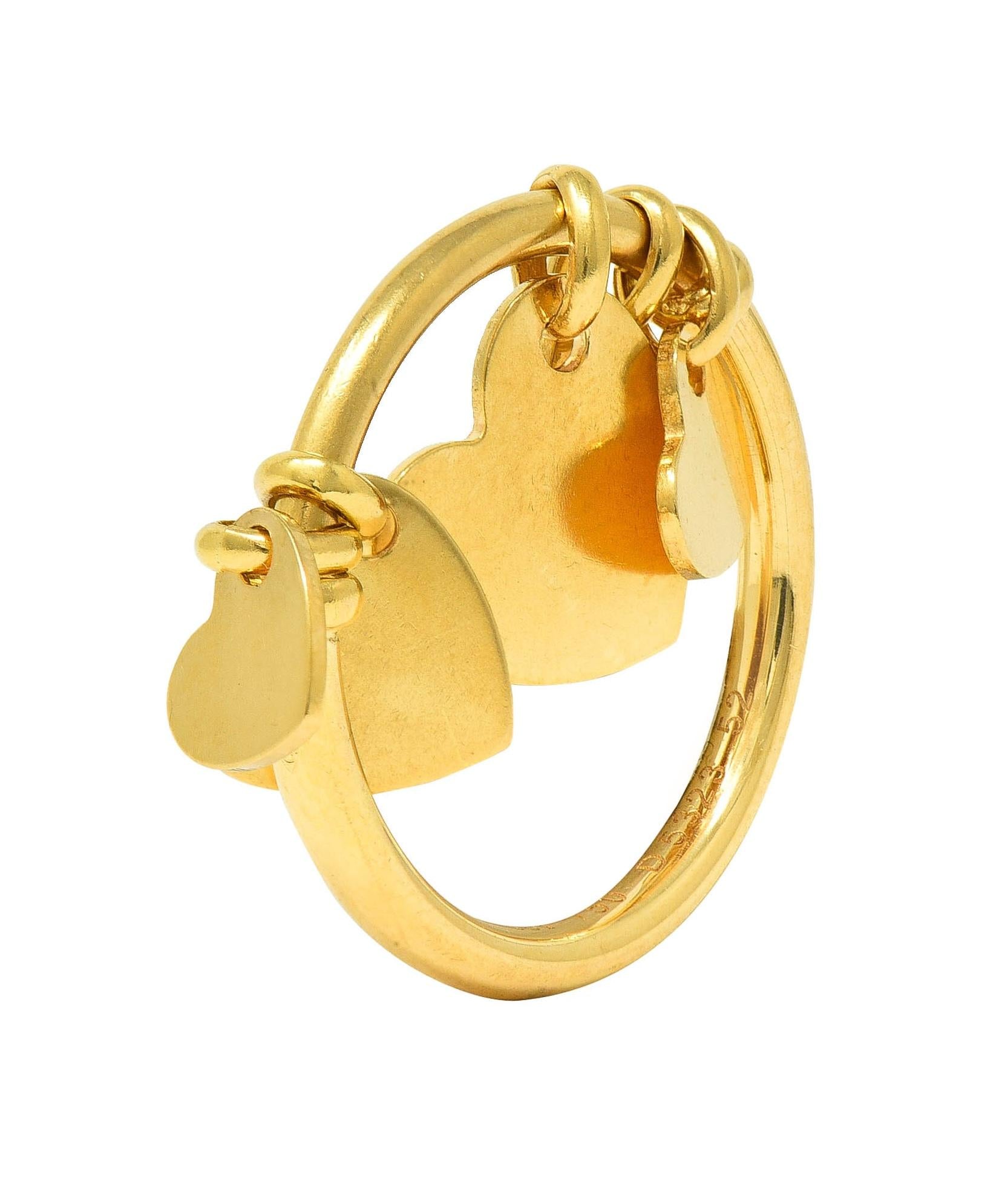 Dior French 2000's 18 Karat Yellow Gold Vintage Cœur Léger Heart Charm Ring