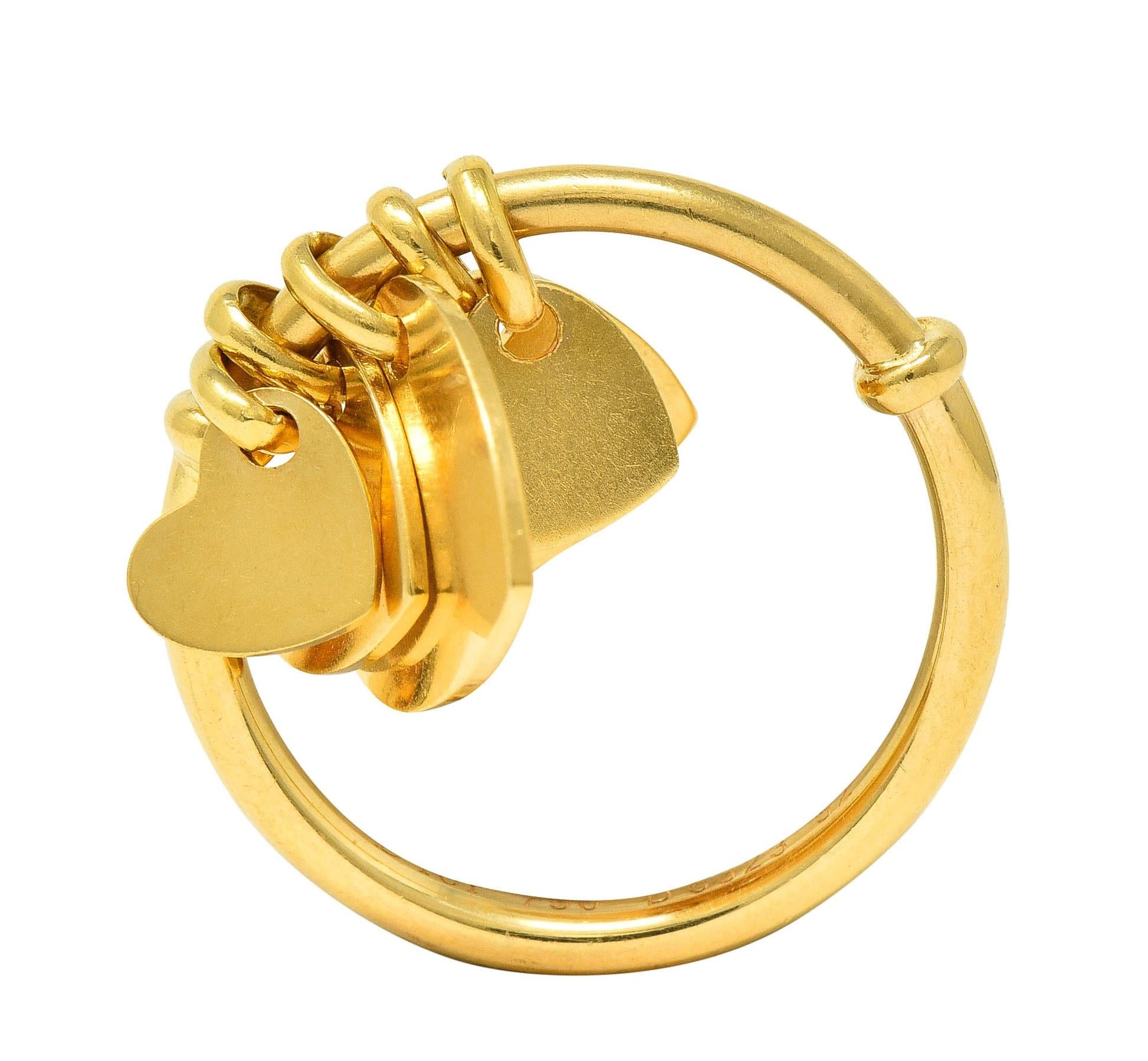 Dior French 2000's 18 Karat Yellow Gold Vintage Cœur Léger Heart Charm Ring