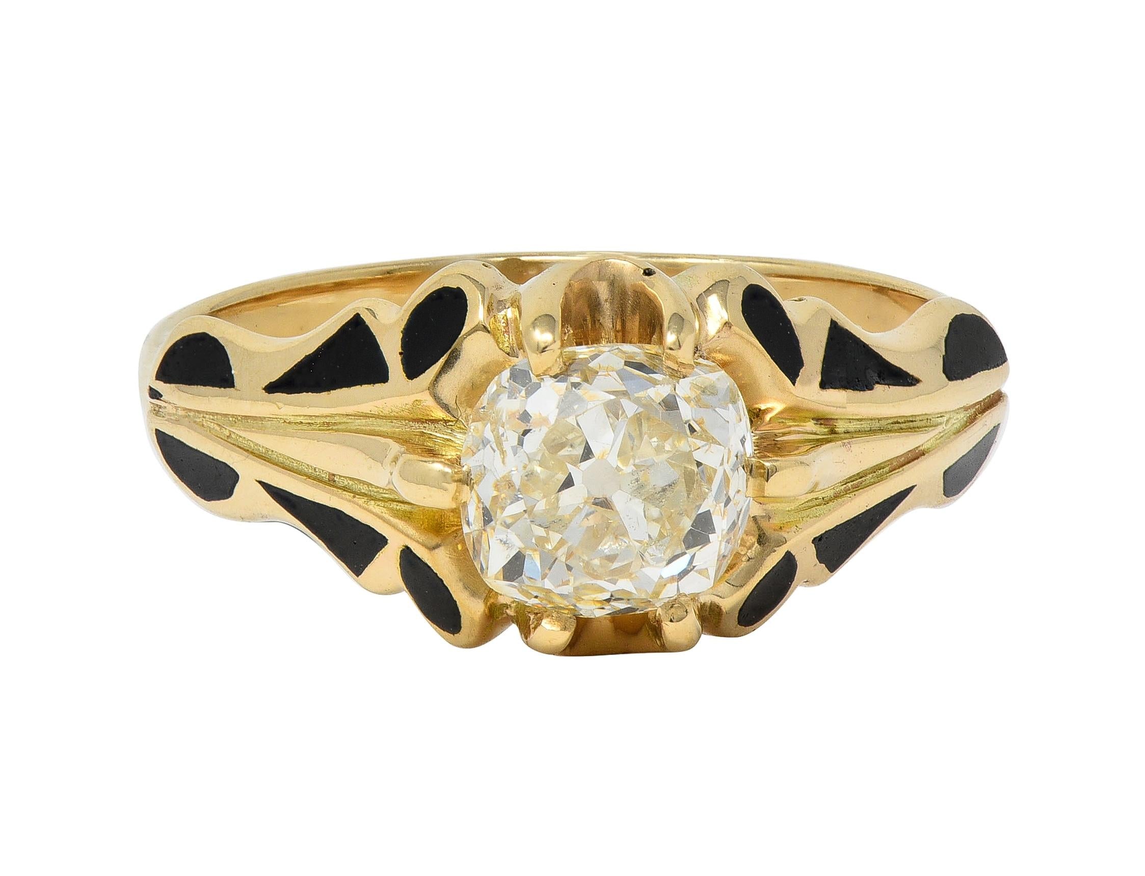 Art Deco 1.03 CTW Old Mine Diamond 14K Gold Antique Belcher Engagement Ring