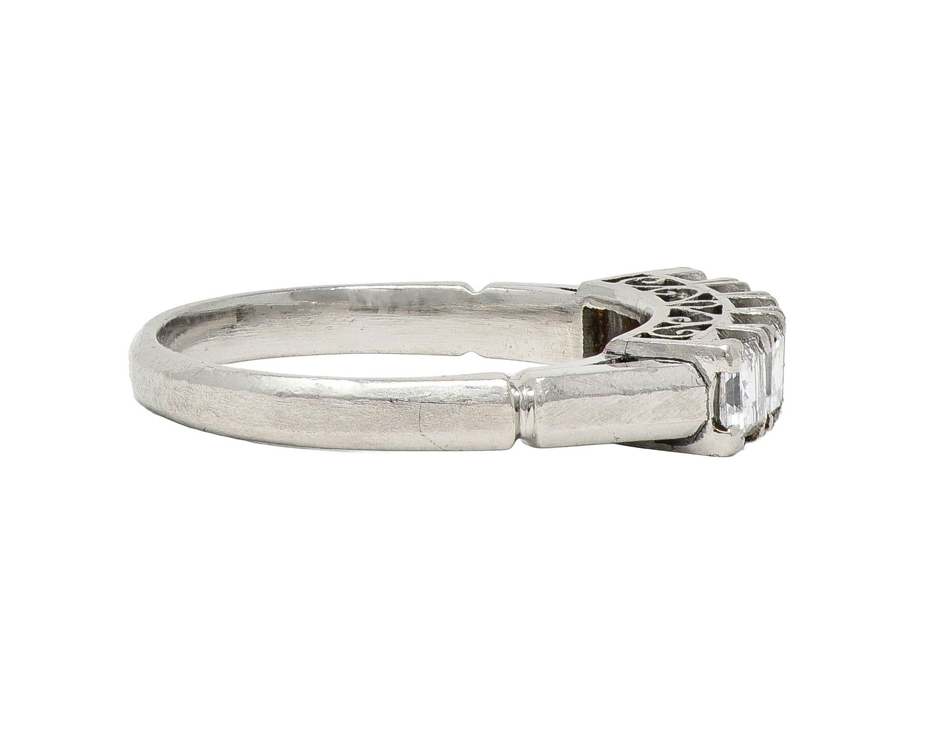 Contemporary 0.78 CTW Step Cut Diamond Platinum Five Stone Band Ring