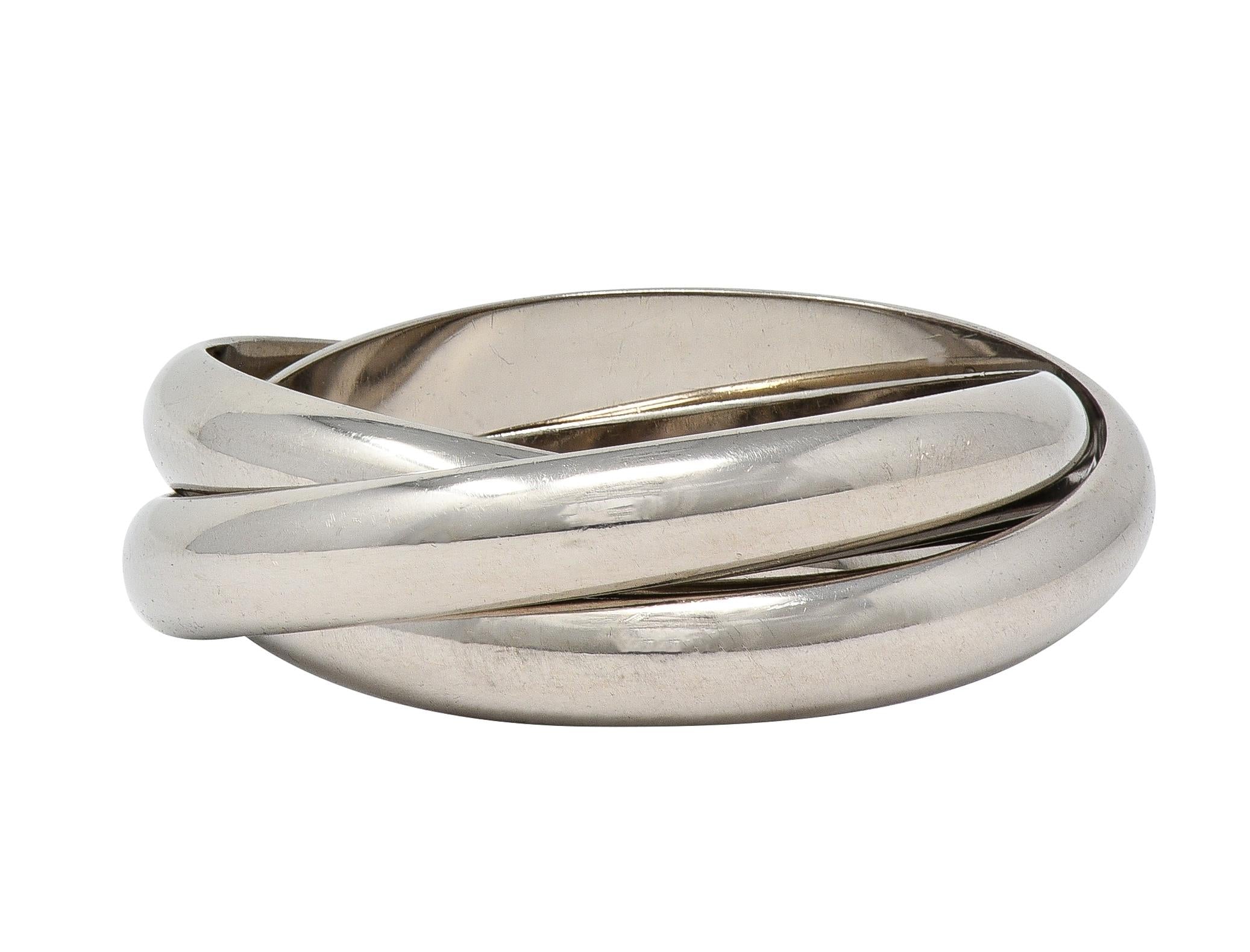 Cartier 1999 French 18 Karat White Gold Vintage Trinity Rolling Band Ring