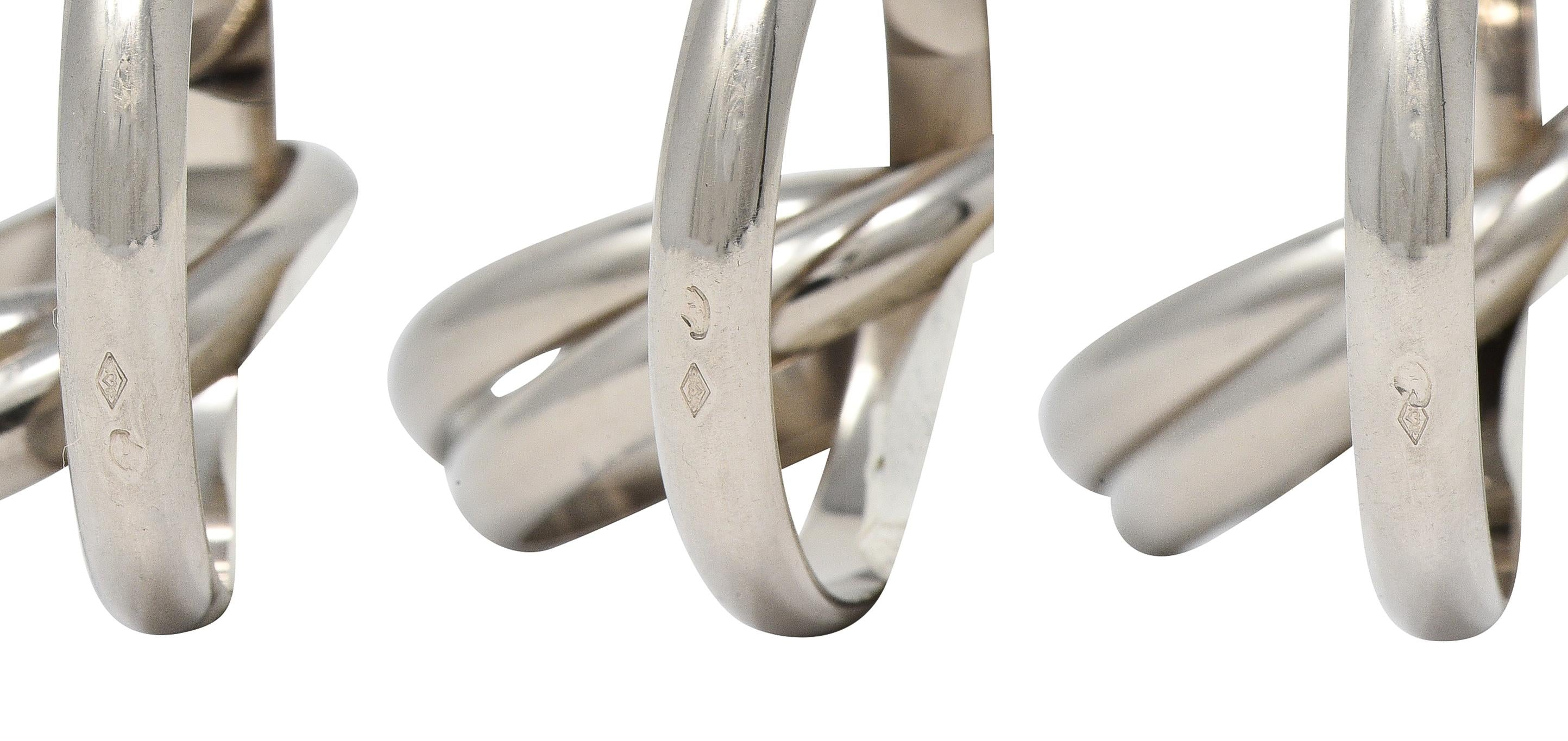 Cartier 1999 French 18 Karat White Gold Vintage Trinity Rolling Band Ring