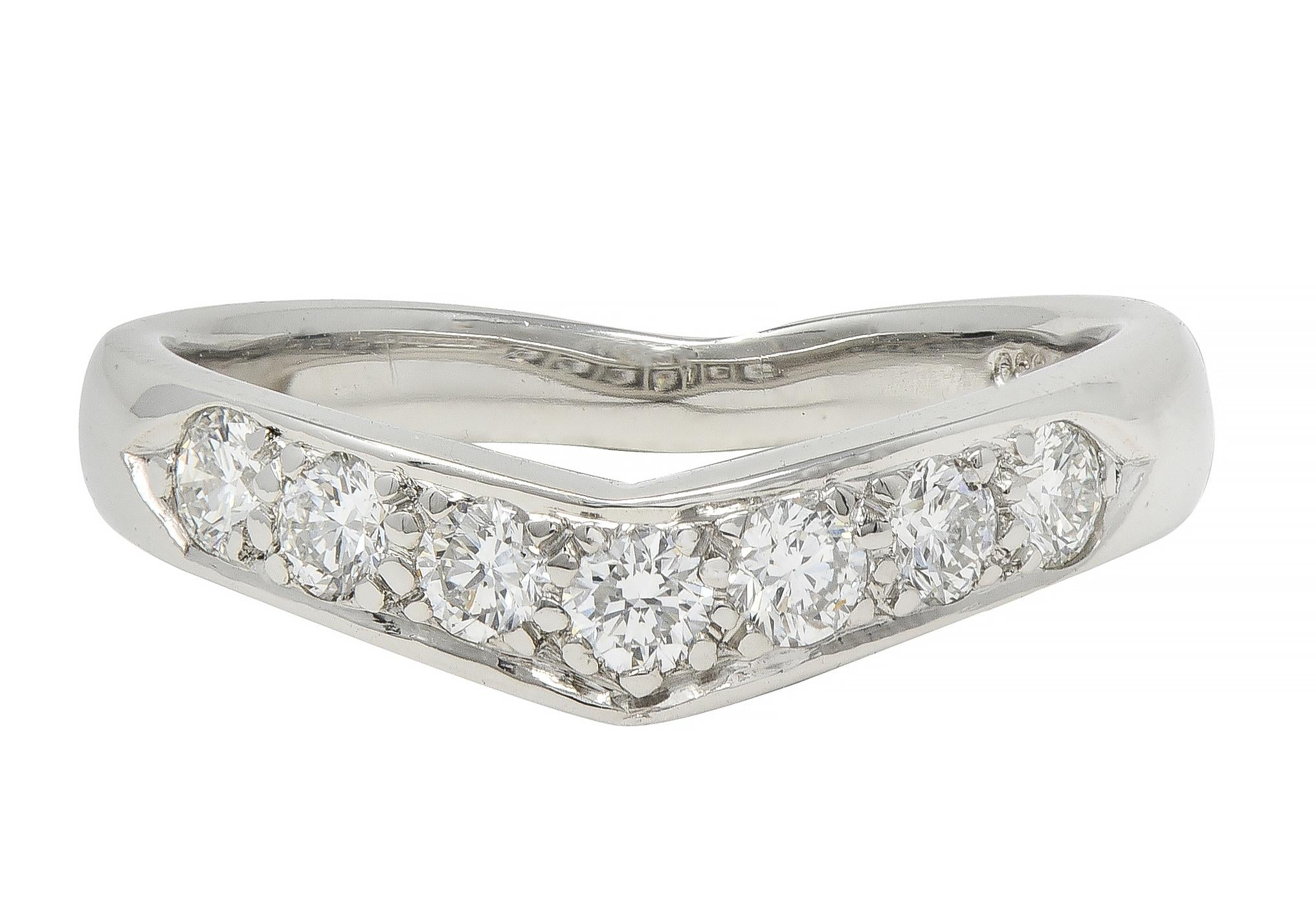 Tiffany & Co. Contemporary Diamond Platinum Chevron V Band Ring