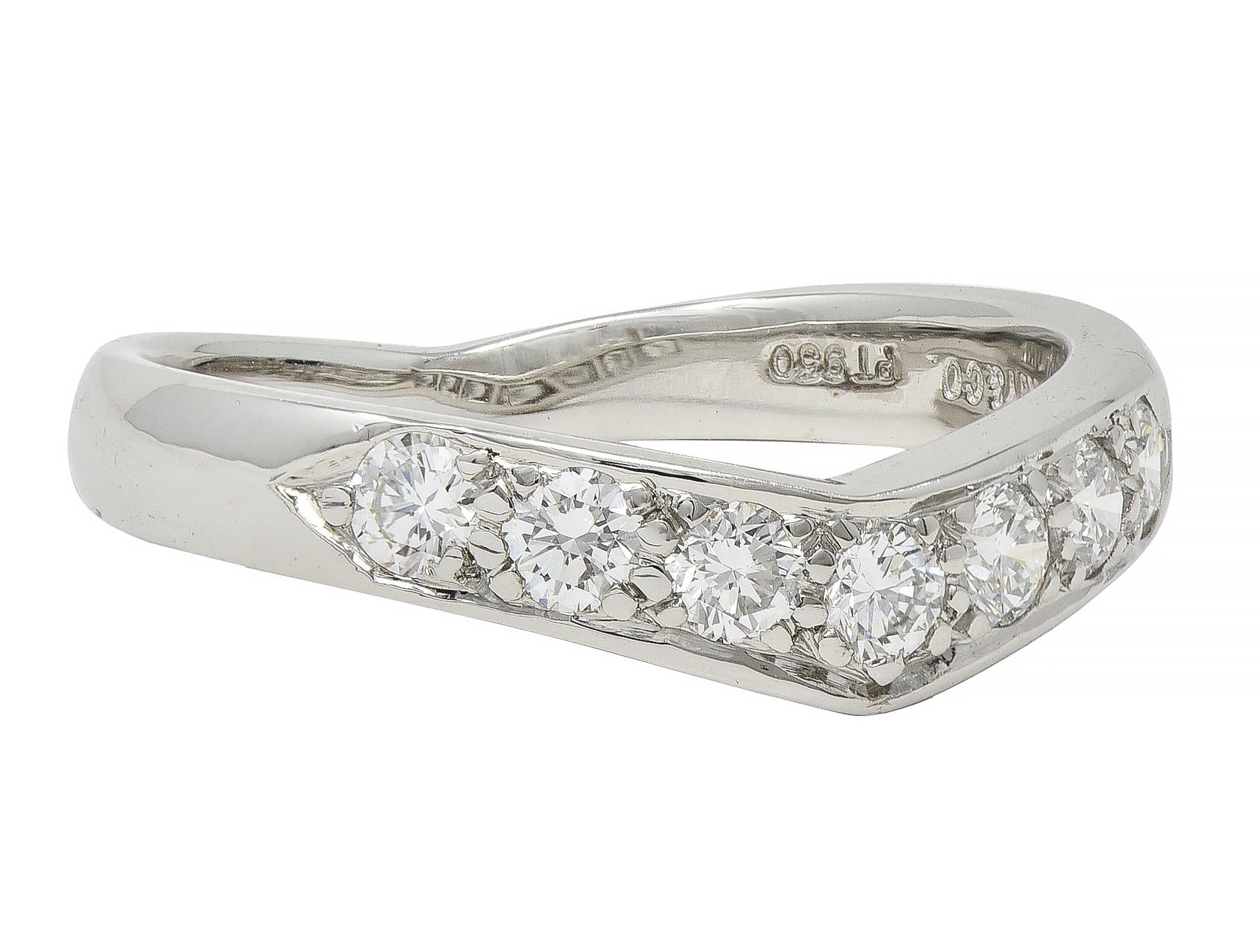 Tiffany & Co. Contemporary Diamond Platinum Chevron V Band Ring