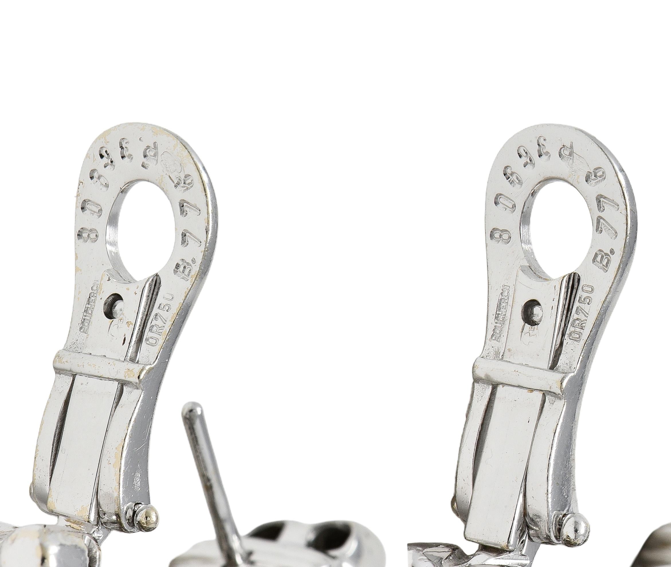 Boucheron French 1990's 18 Karat White Gold Grains De Raisins J Hoop Earrings