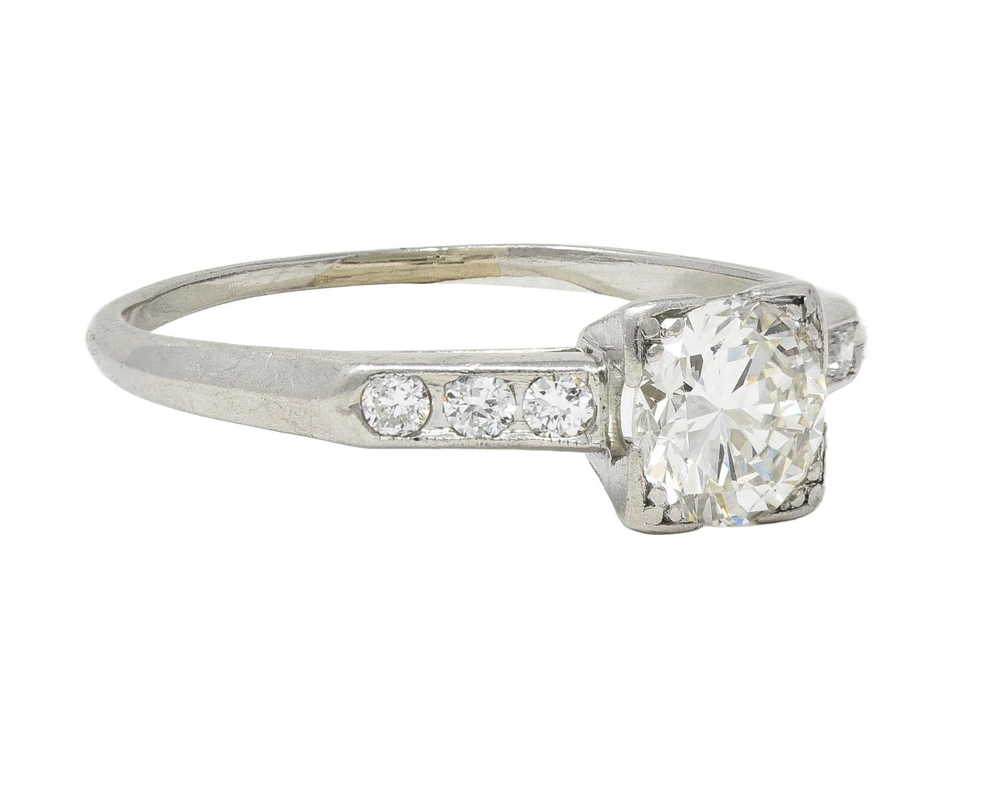 Mid-Century 0.84 CTW Transitional Diamond Platinum Vintage Engagement Ring