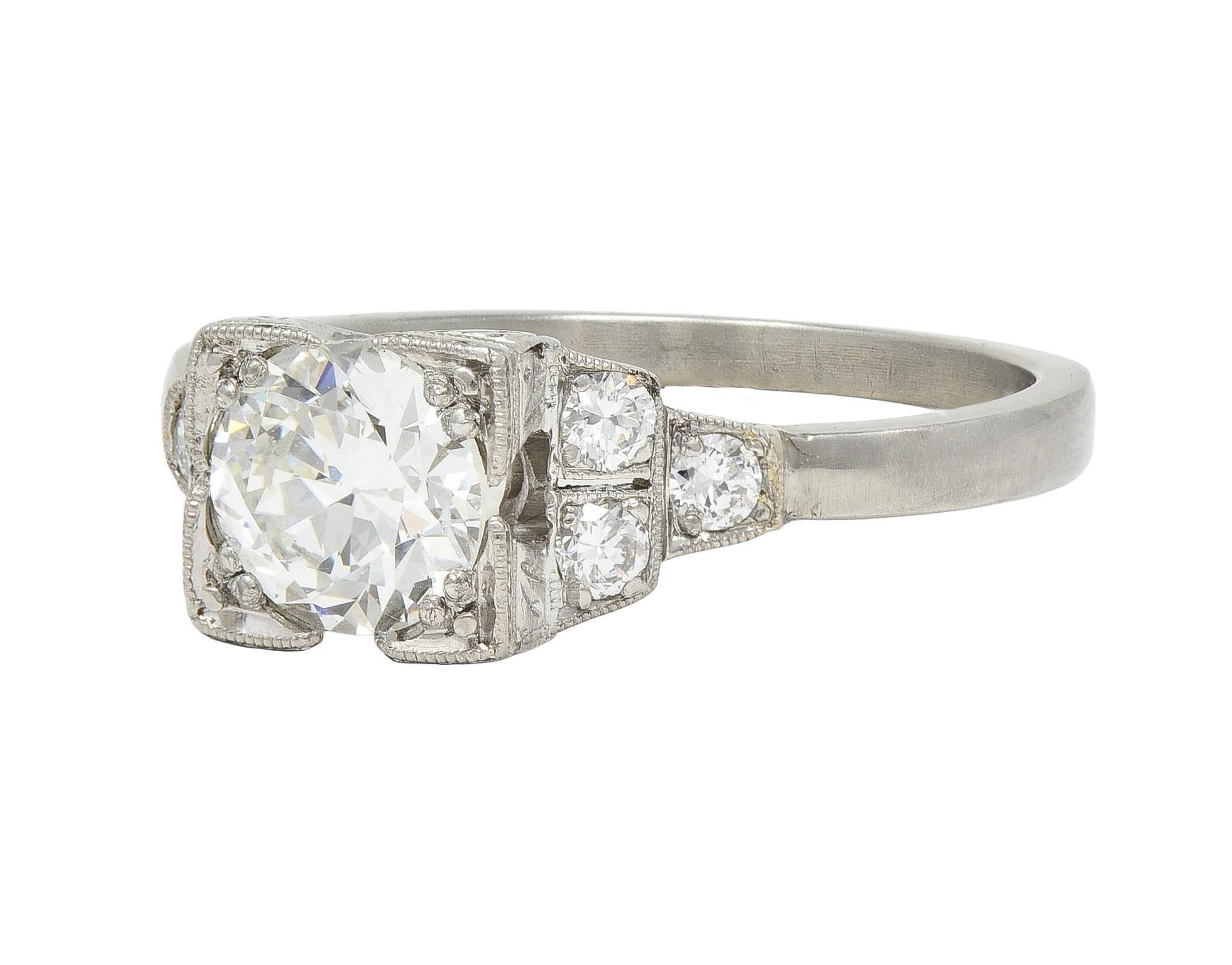 Mid-Century 0.84 CTW Diamond Platinum Vintage Engagement Ring