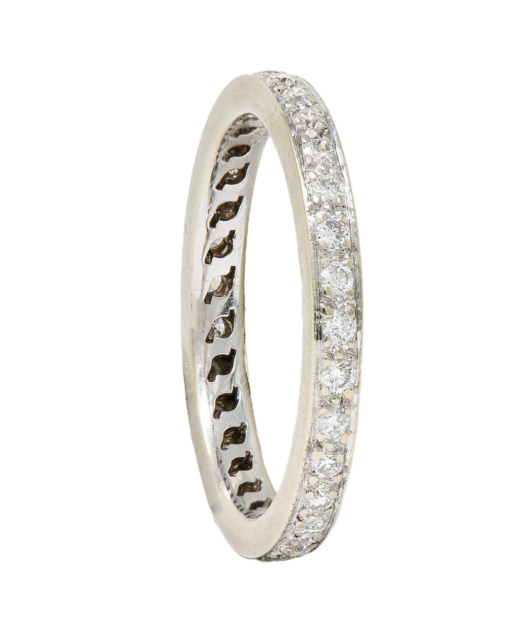 2000's 0.45 CTW Diamond 14 Karat White Gold Eternity Wedding Band Ring