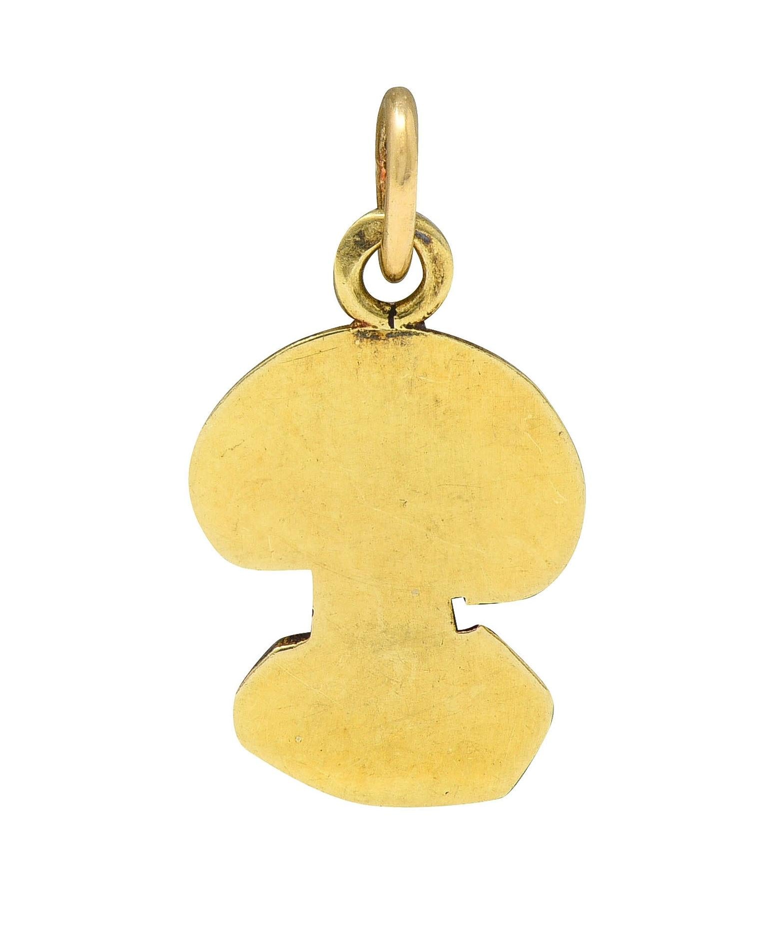 1940's Enamel 14 Karat Yellow Gold Vintage Mushroom Charm