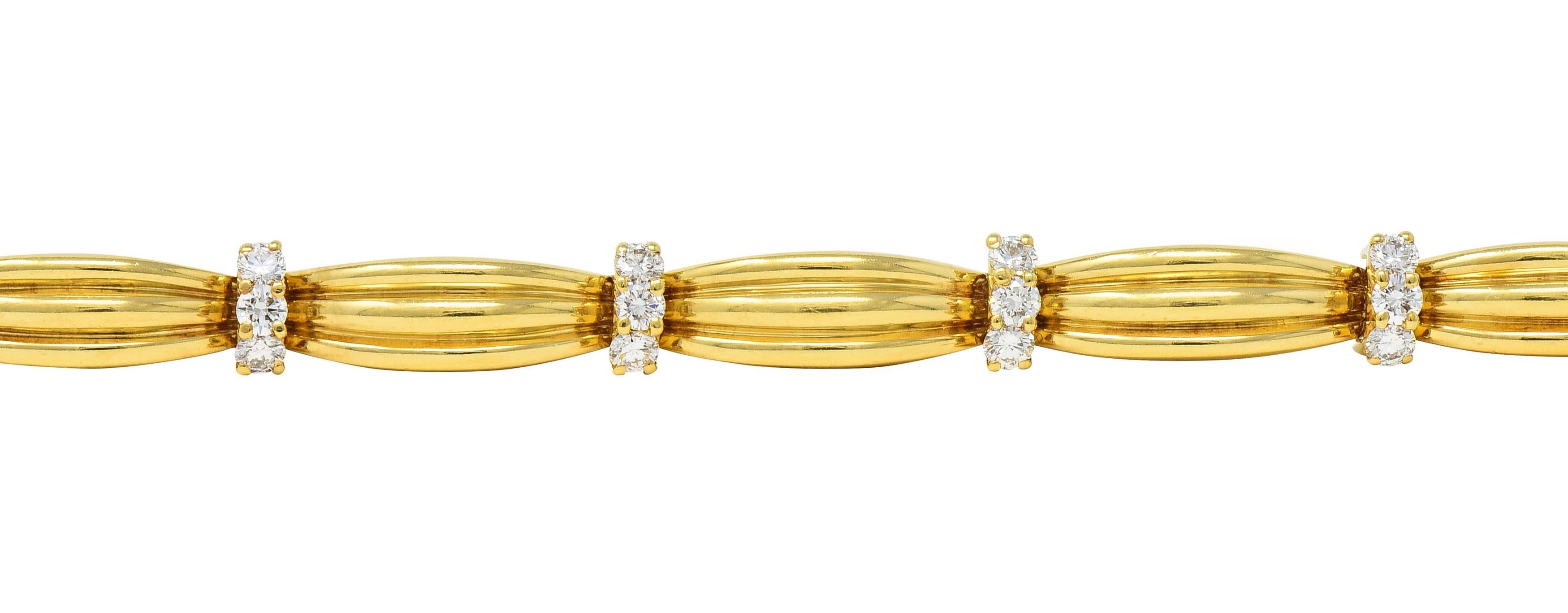 Tiffany & Co. 1992 1.50 CTW Diamond 18 Karat Yellow Gold Vintage Ribbon Bracelet